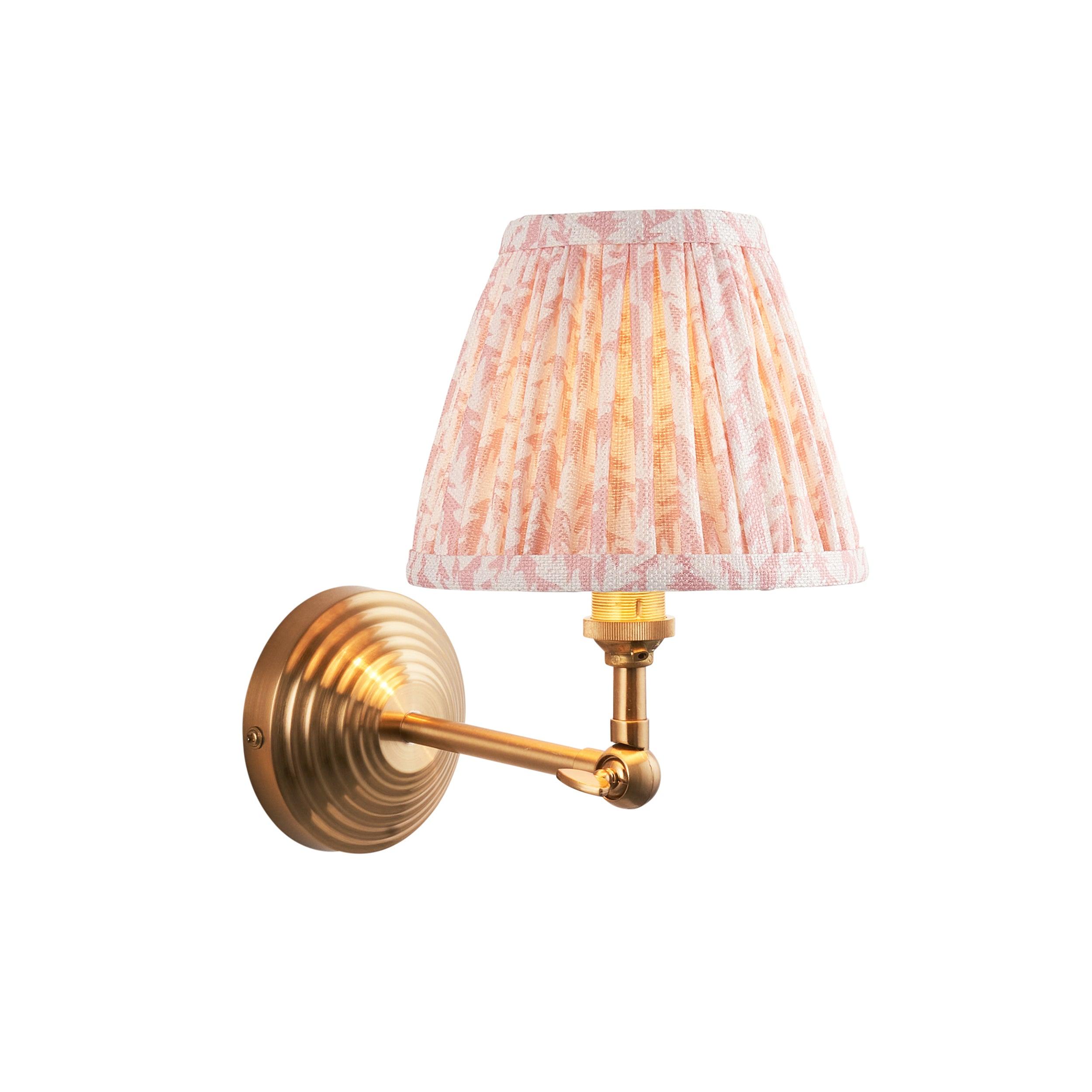 Obelisk Brass Wall Light Wing & Leaf 16cm Peachy keen Shade