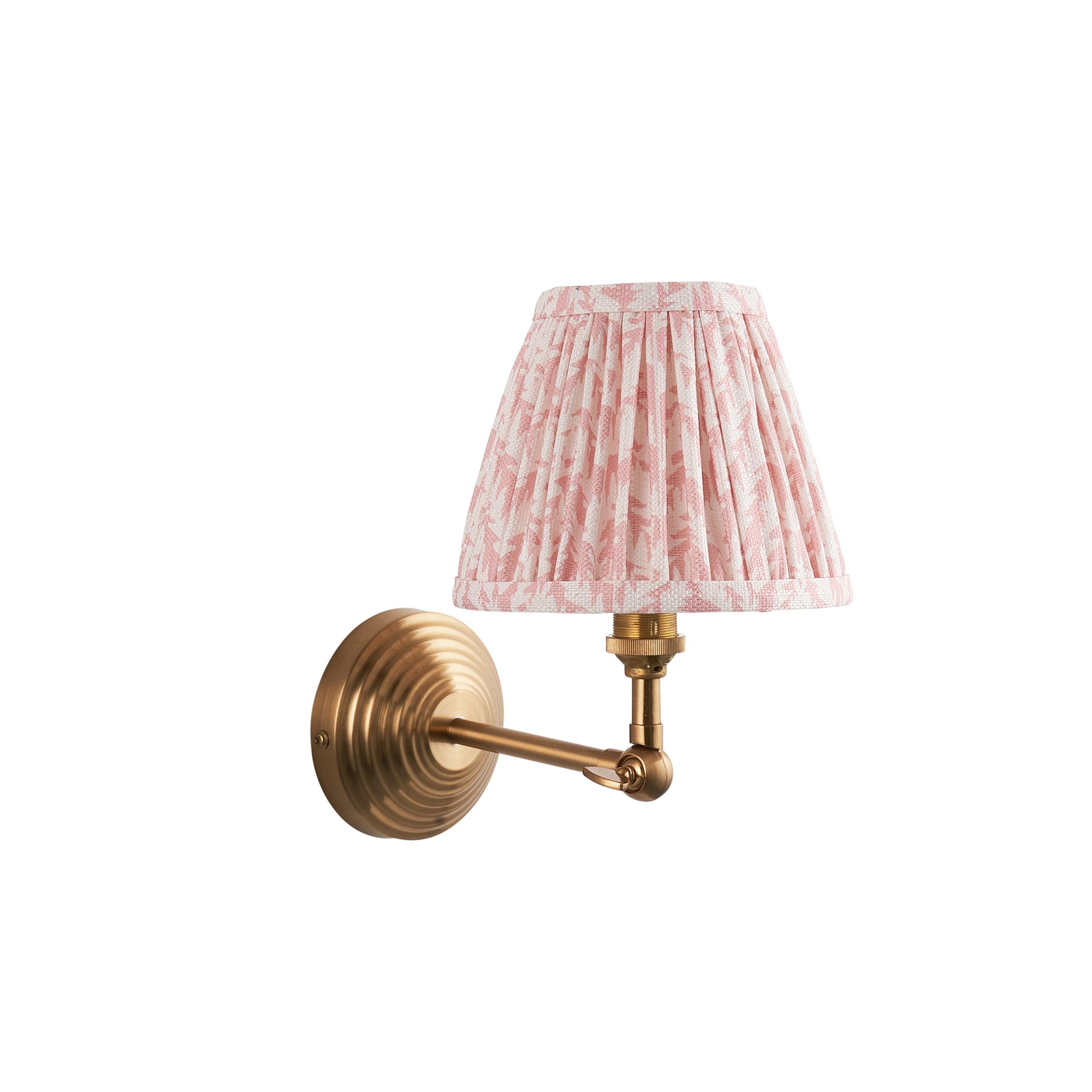 Obelisk Brass Wall Light Wing & Leaf 16cm Peachy keen Shade