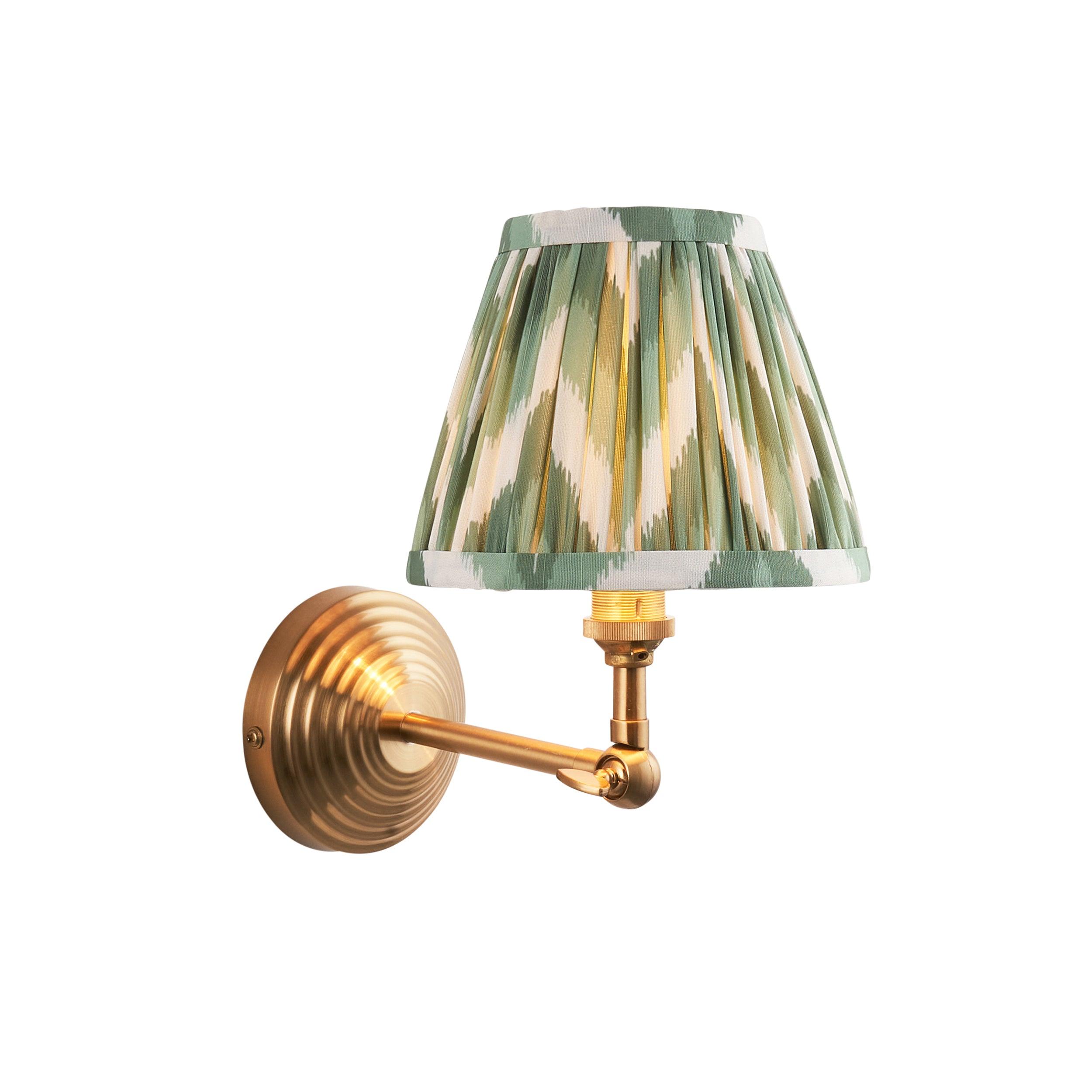 Obelisk Brass Wall Light Wing & Zigzag 16cm Cotswold Green Shade
