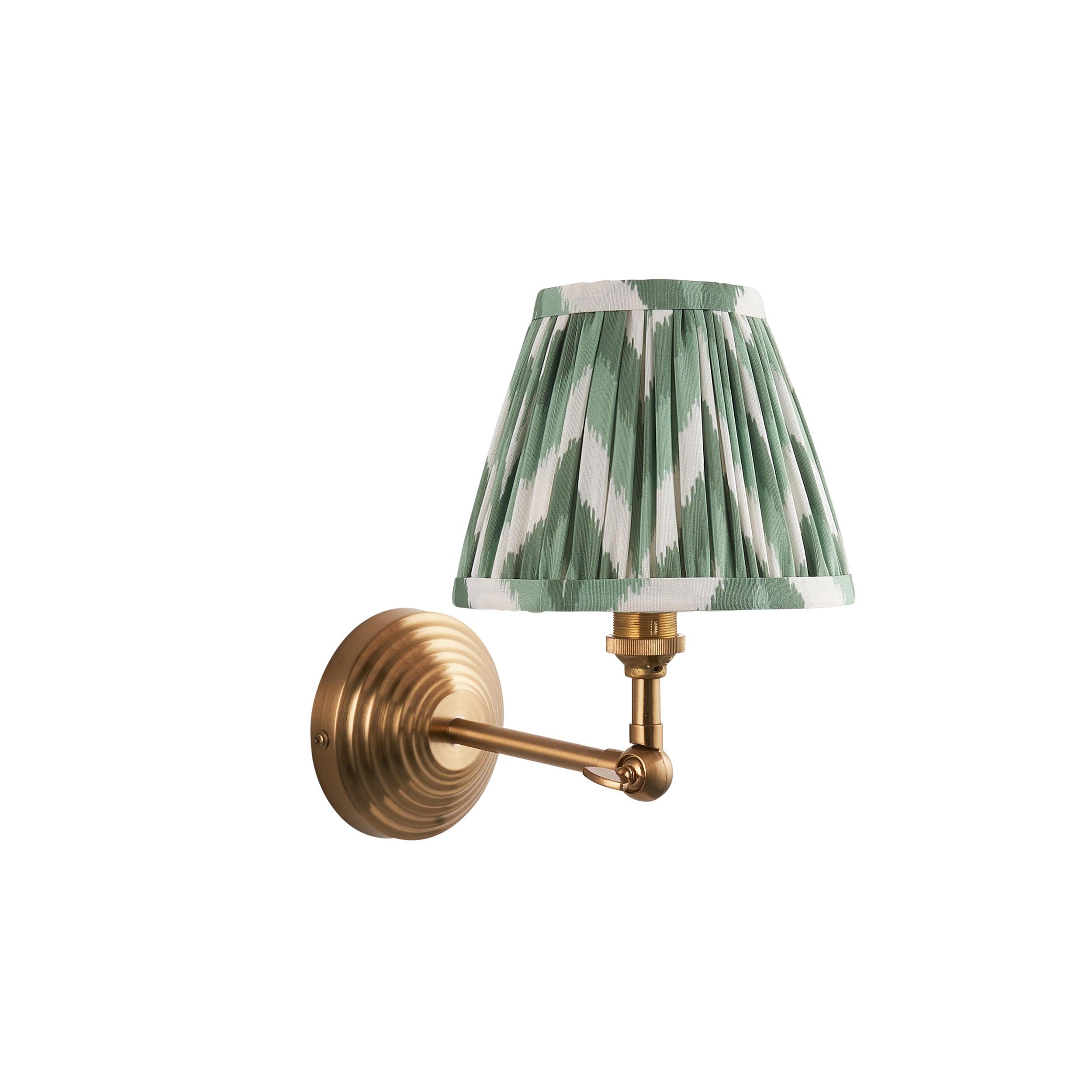 Obelisk Brass Wall Light Wing & Zigzag 16cm Cotswold Green Shade