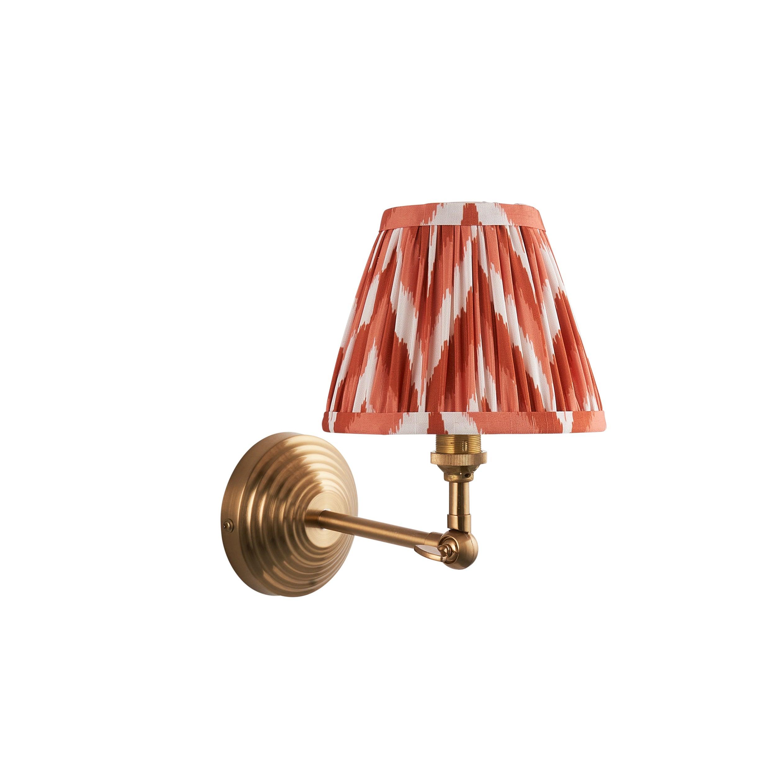 Obelisk Brass Wall Light Wing & Zigzag 16cm Apricot Orange Shade