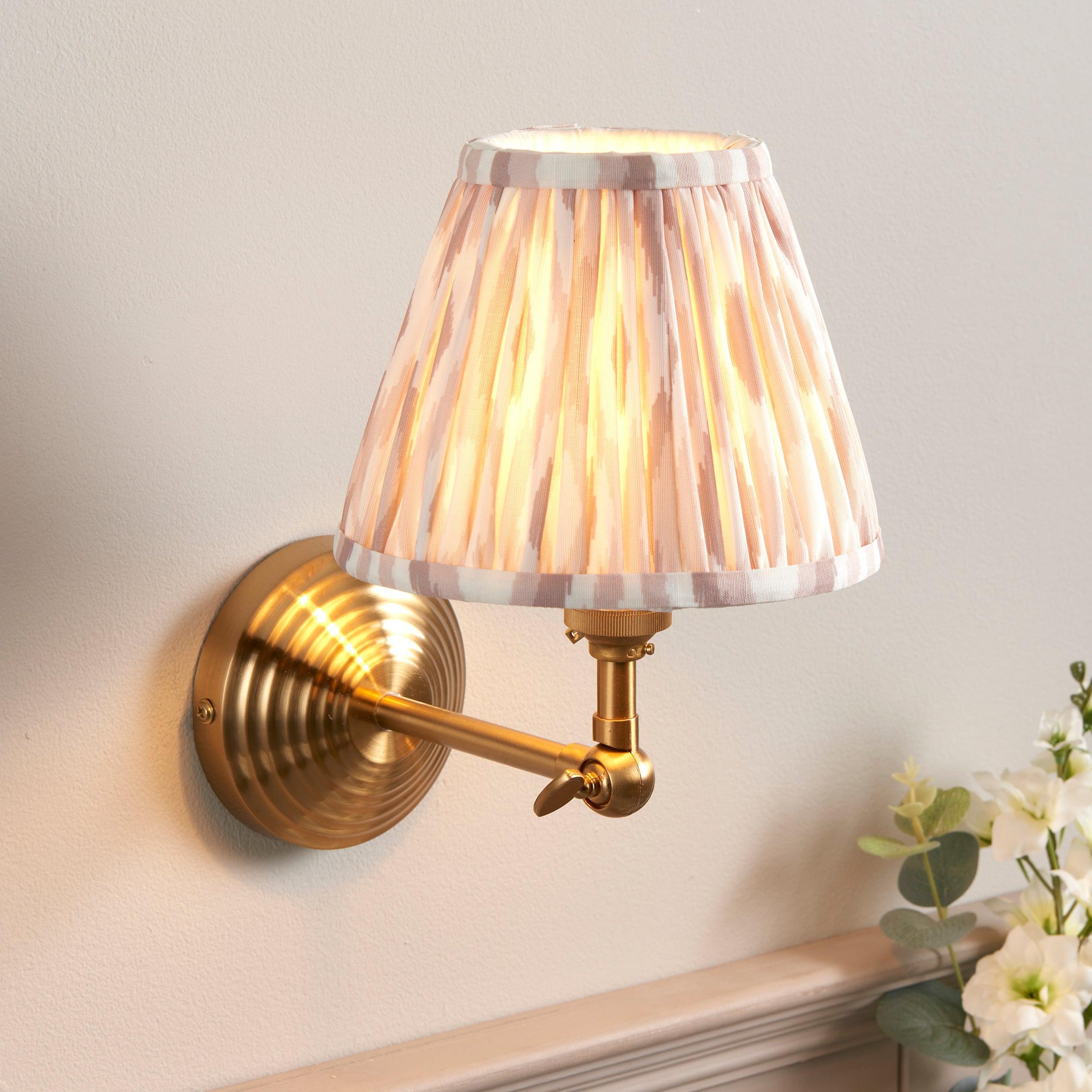 Obelisk Brass Wall Light Wing & Ikat 16cm Neutral Shade