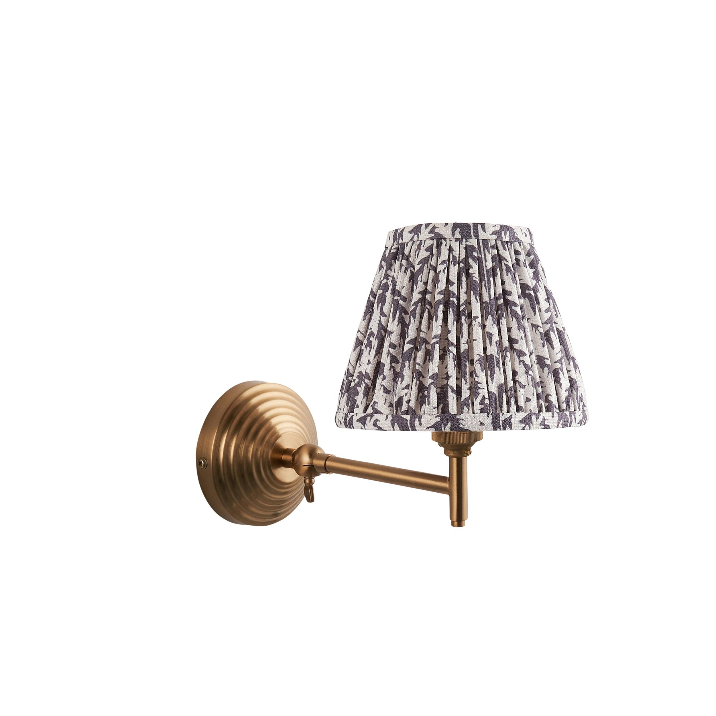 Obelisk Fold Brass Wall Light & Leaf 16cm Pearl Grey Shade