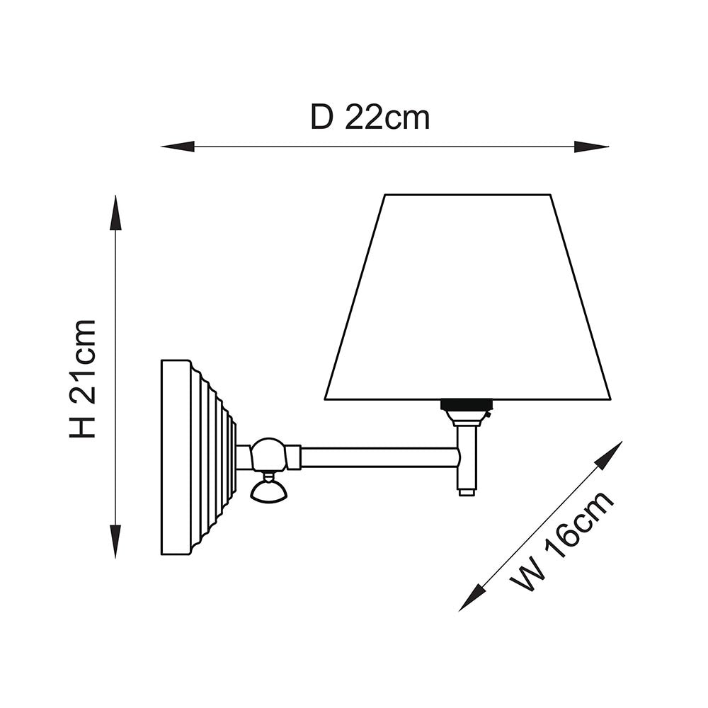 Obelisk Fold Brass Wall Light & 16cm Shade