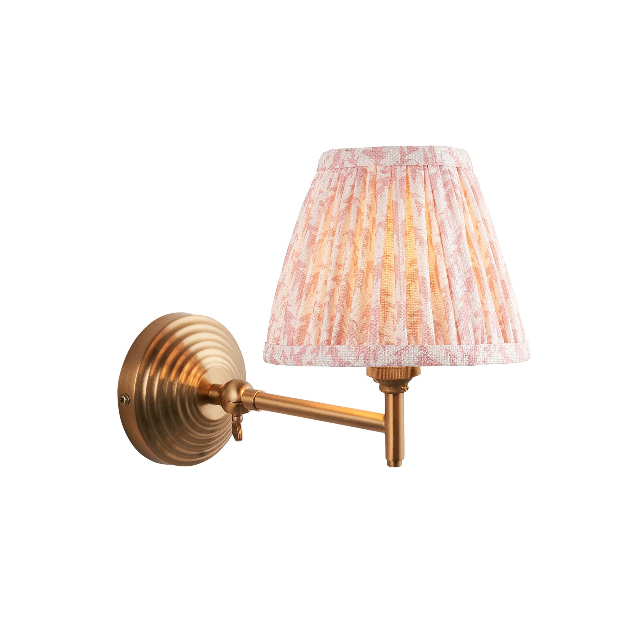 Obelisk Fold Brass Wall Light & Leaf 16cm Peachy keen Shade