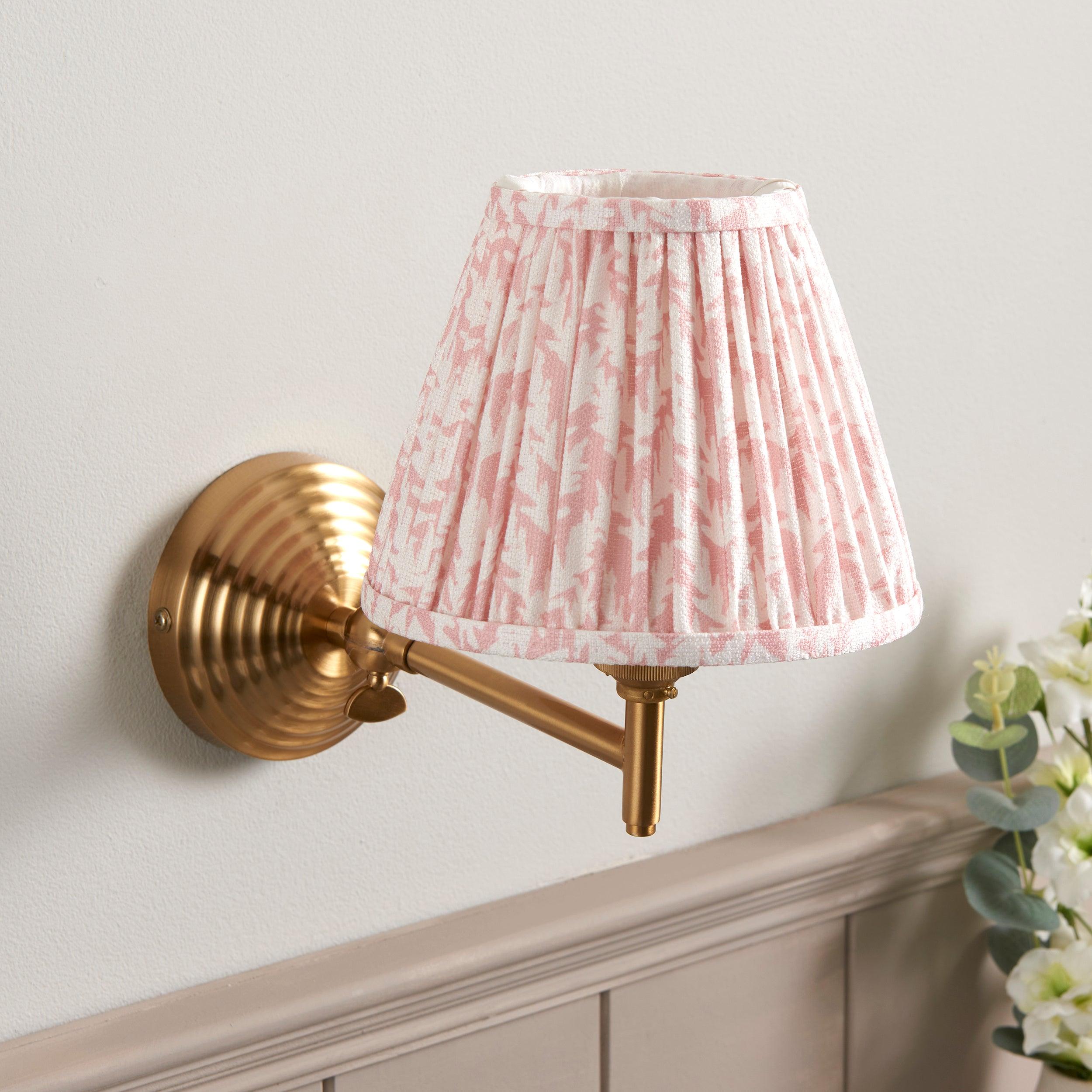 Obelisk Fold Brass Wall Light & Leaf 16cm Peachy keen Shade