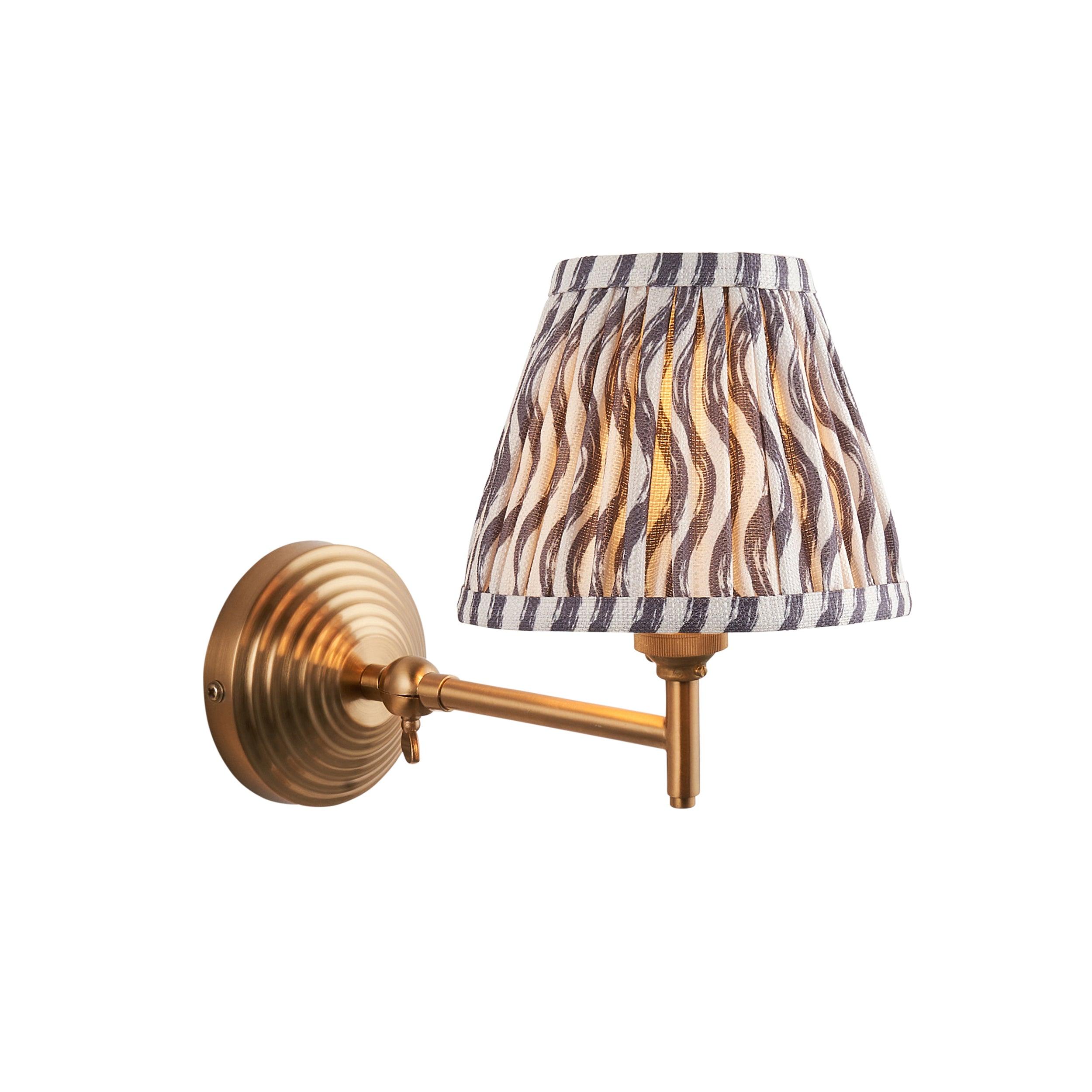 Obelisk Fold Brass Wall Light & Ripple 16cm Pearl Grey Shade