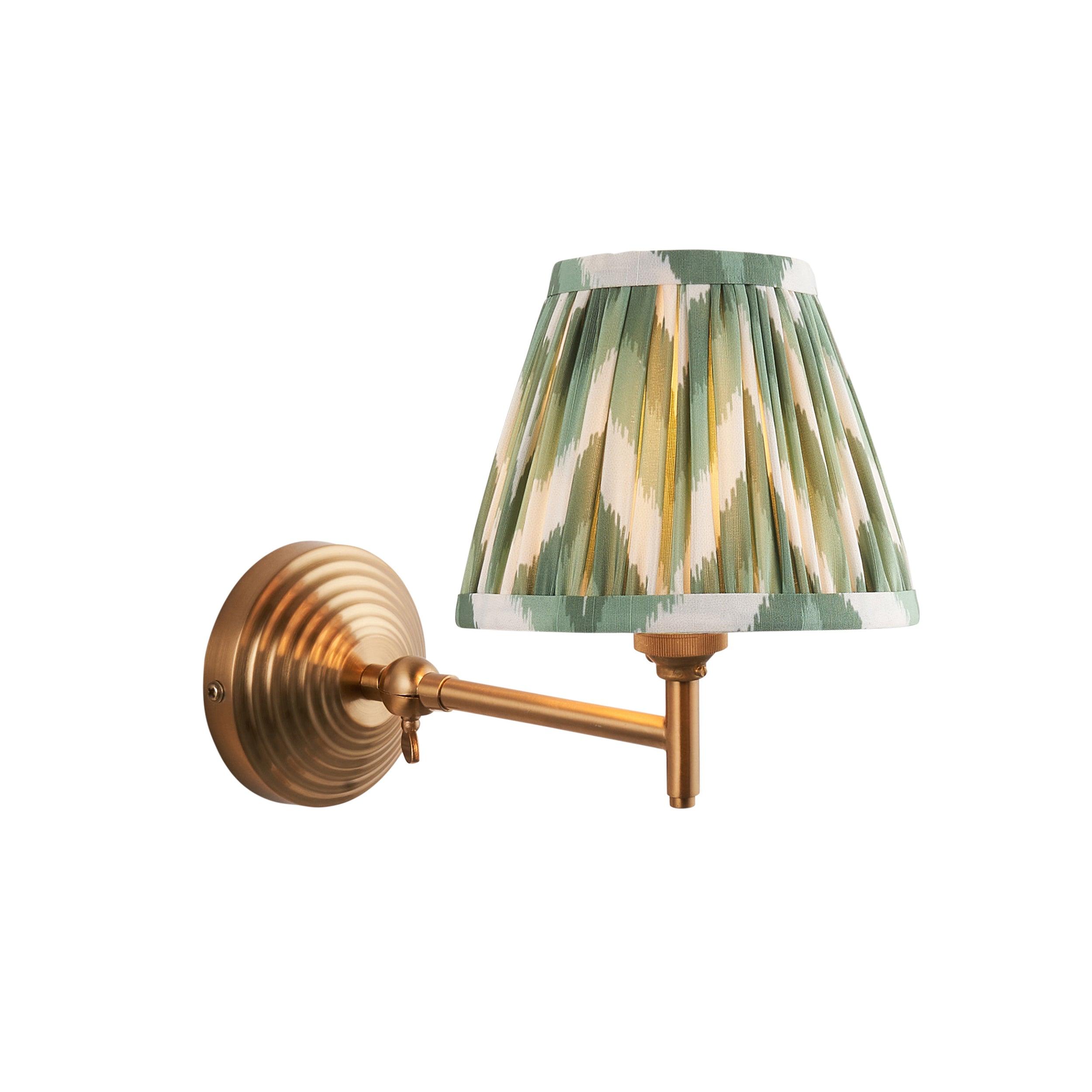 Obelisk Fold Brass Wall Light & Zigzag 16cm Cotswold Green Shade