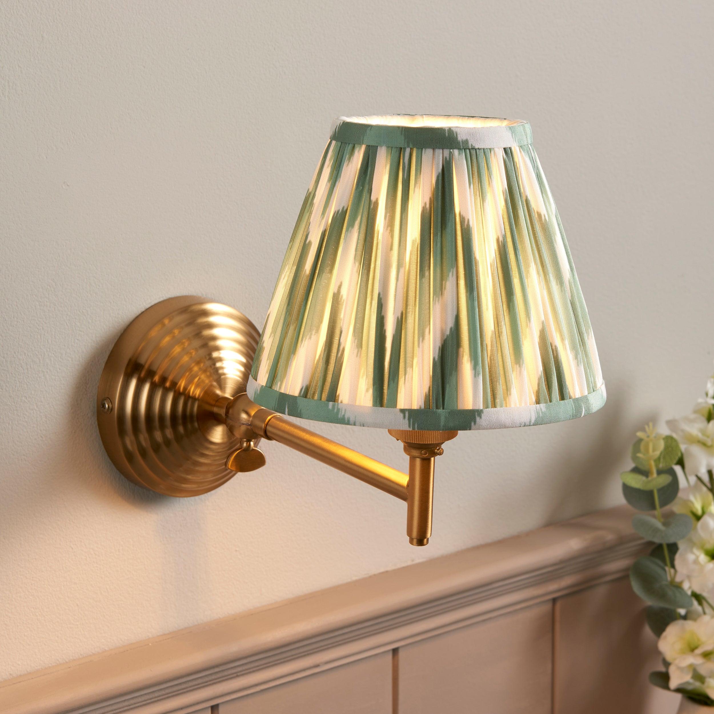 Obelisk Fold Brass Wall Light & Zigzag 16cm Cotswold Green Shade