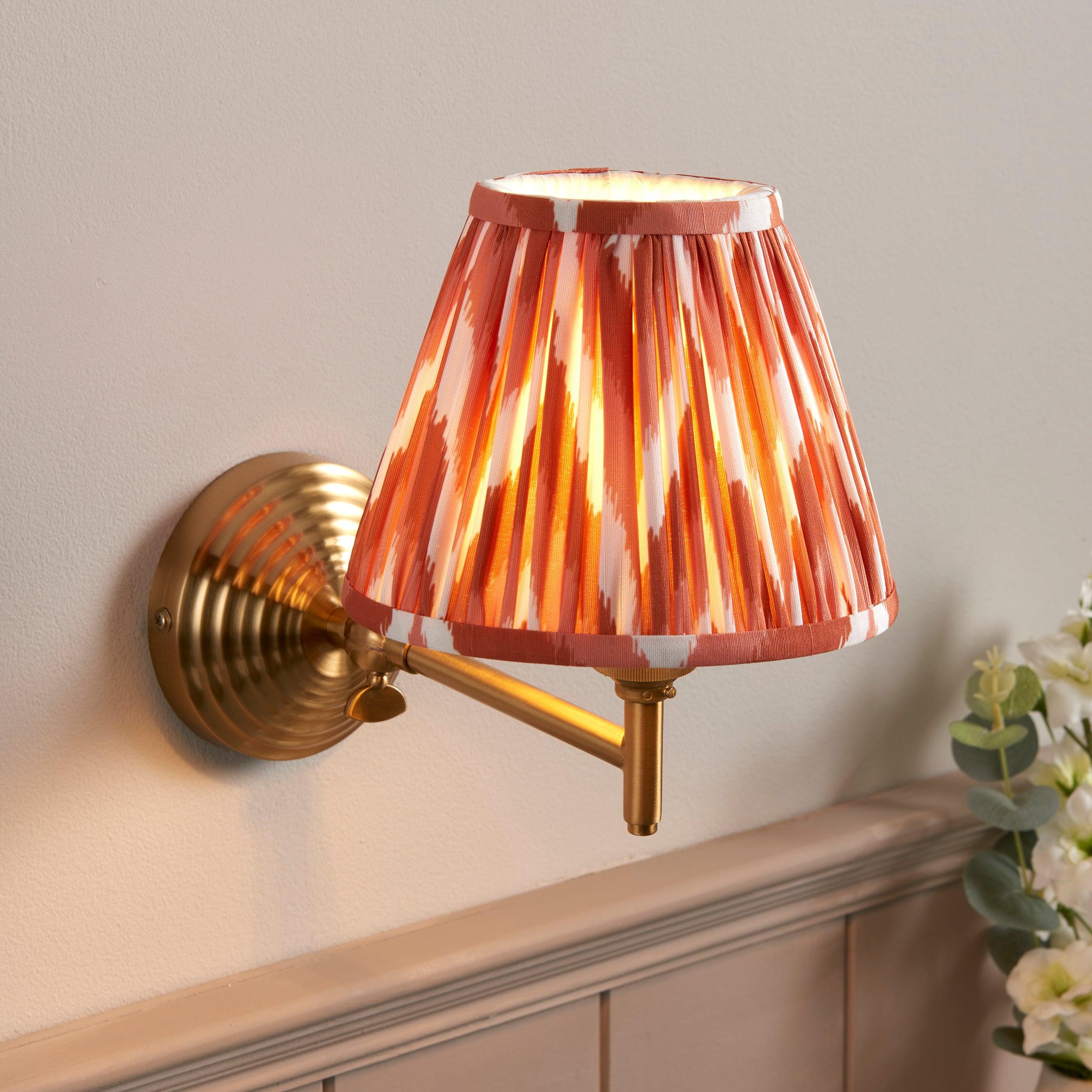 Obelisk Fold Brass Wall Light & Zigzag 16cm Apricot Orange Shade
