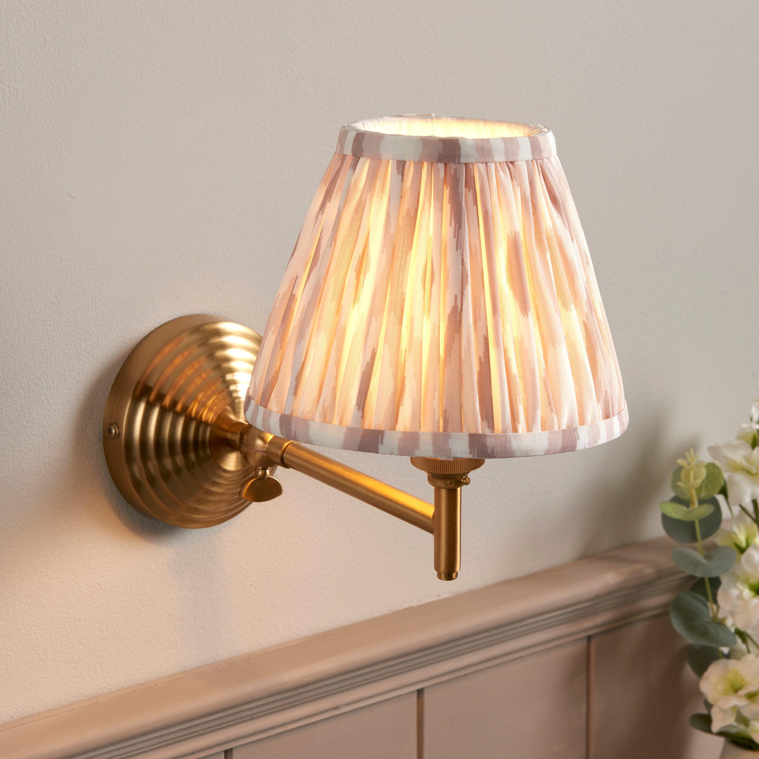 Obelisk Fold Brass Wall Light & Ikat 16cm Neutral Shade