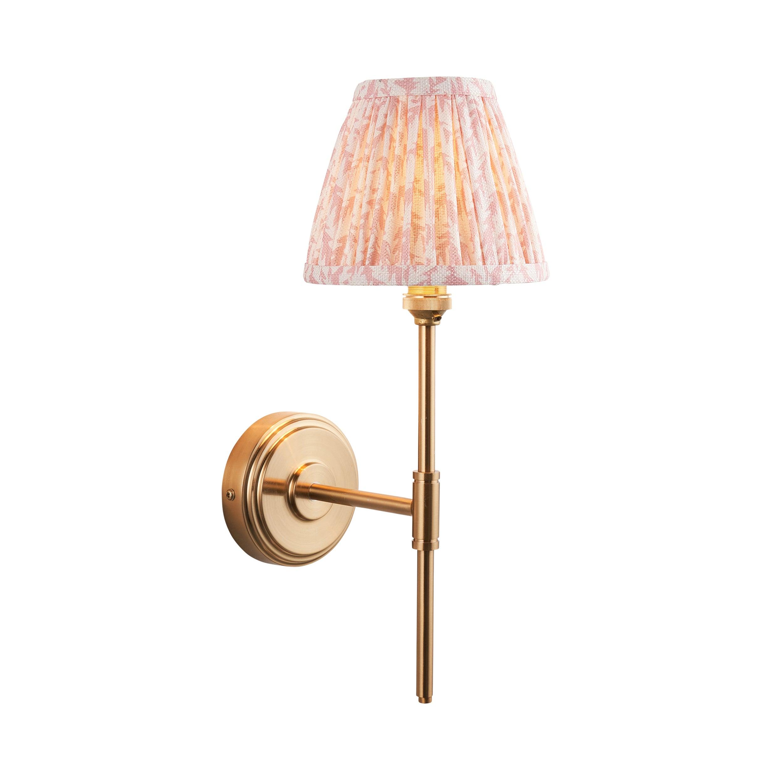 Step T Bar Brass Wall Light & Leaf 16cm Peachy keen Shade