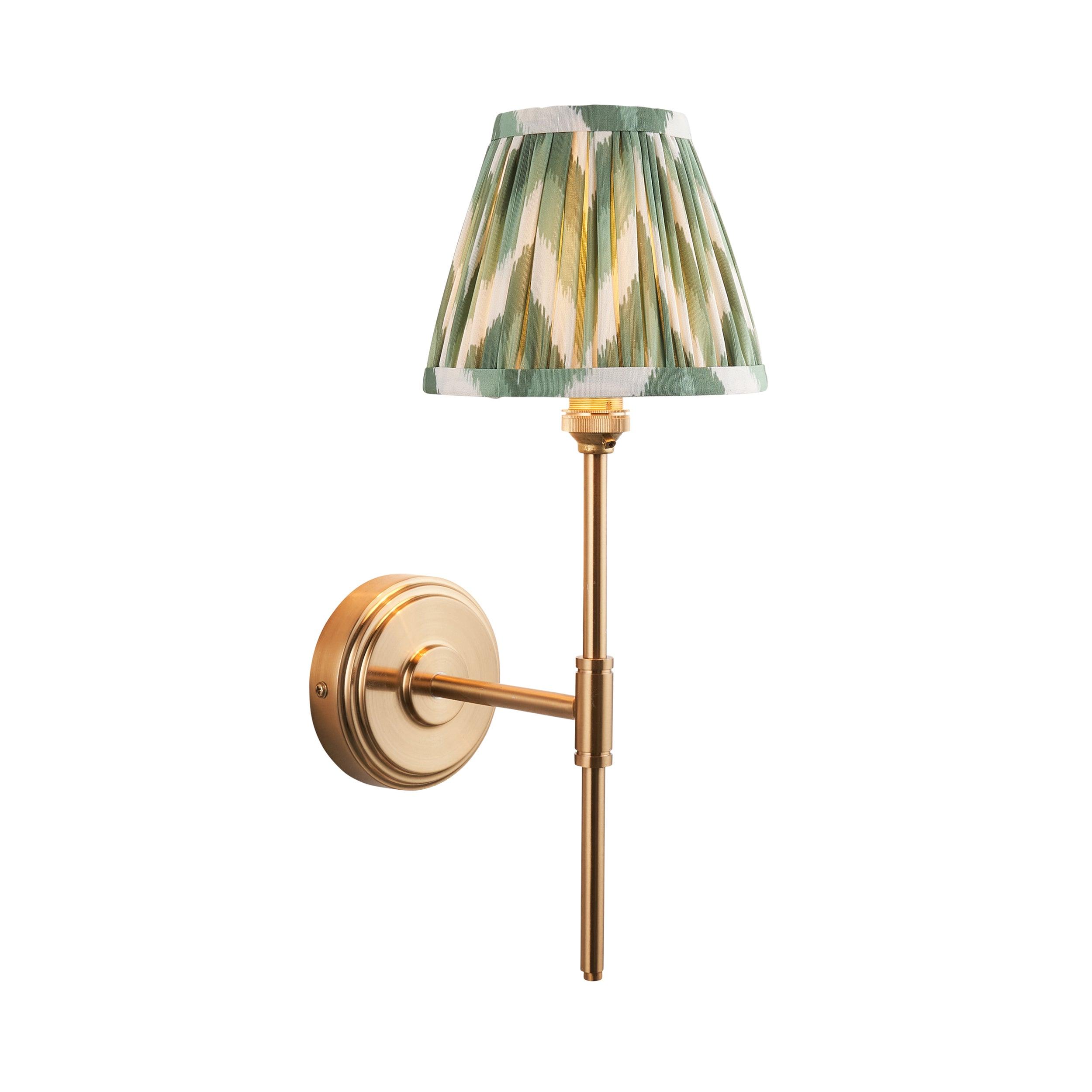 Step T Bar Brass Wall Light & Zigzag 16cm Cotswold Green Shade