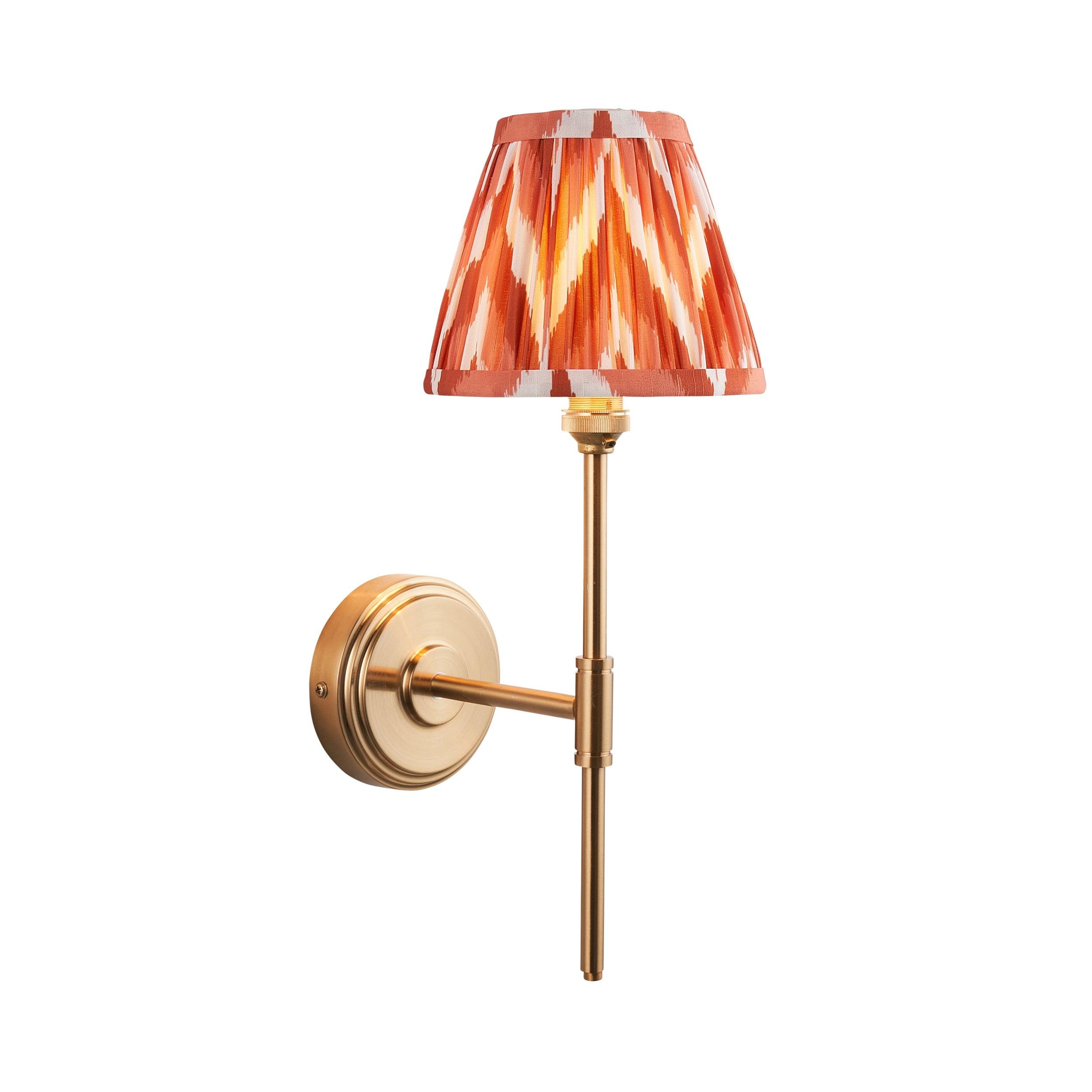 Step T Bar Brass Wall Light & Zigzag 16cm Apricot Orange Shade