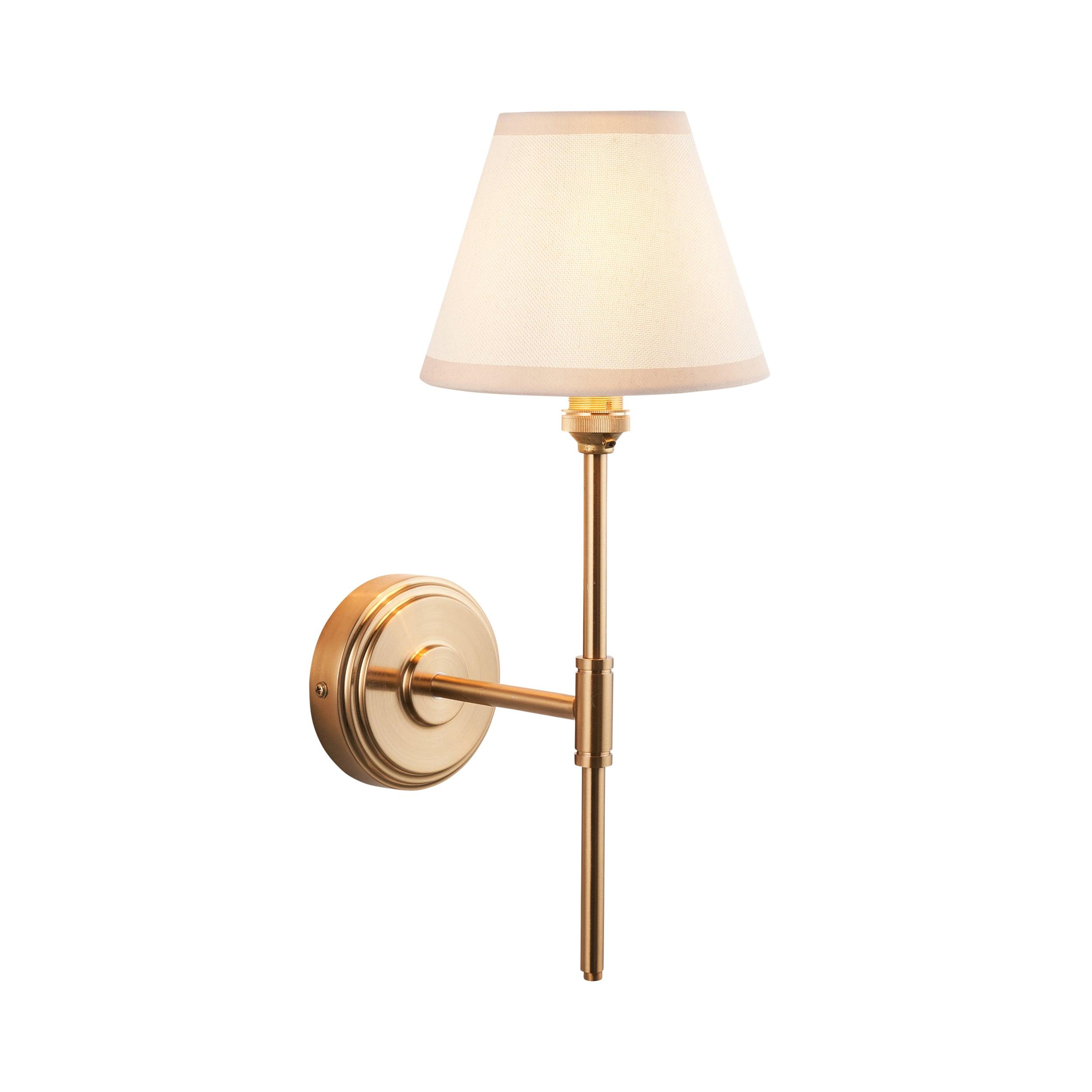 Step T Bar Brass Wall Light & Ivy 16cm Vintage white Shade