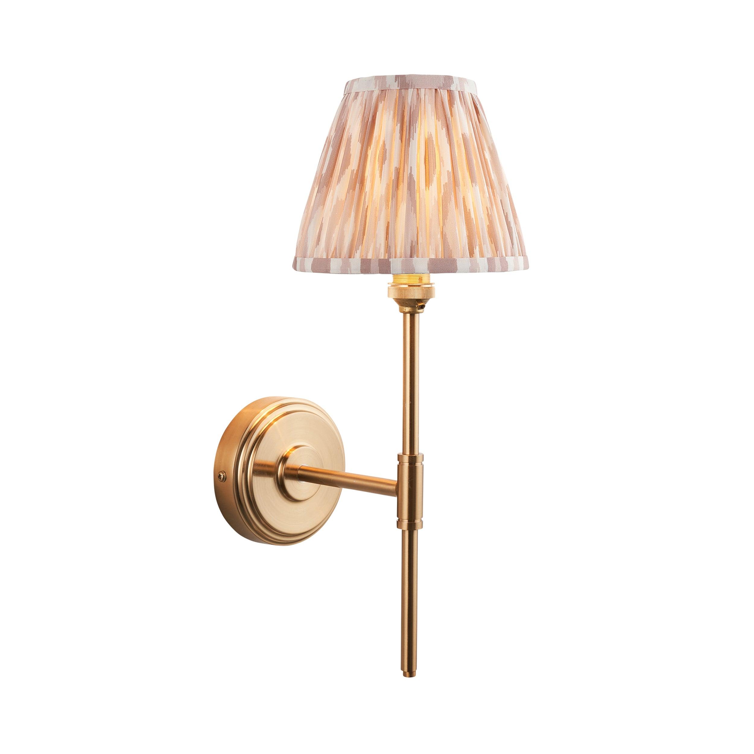Step T Bar Brass Wall Light & Ikat 16cm Neutral Shade