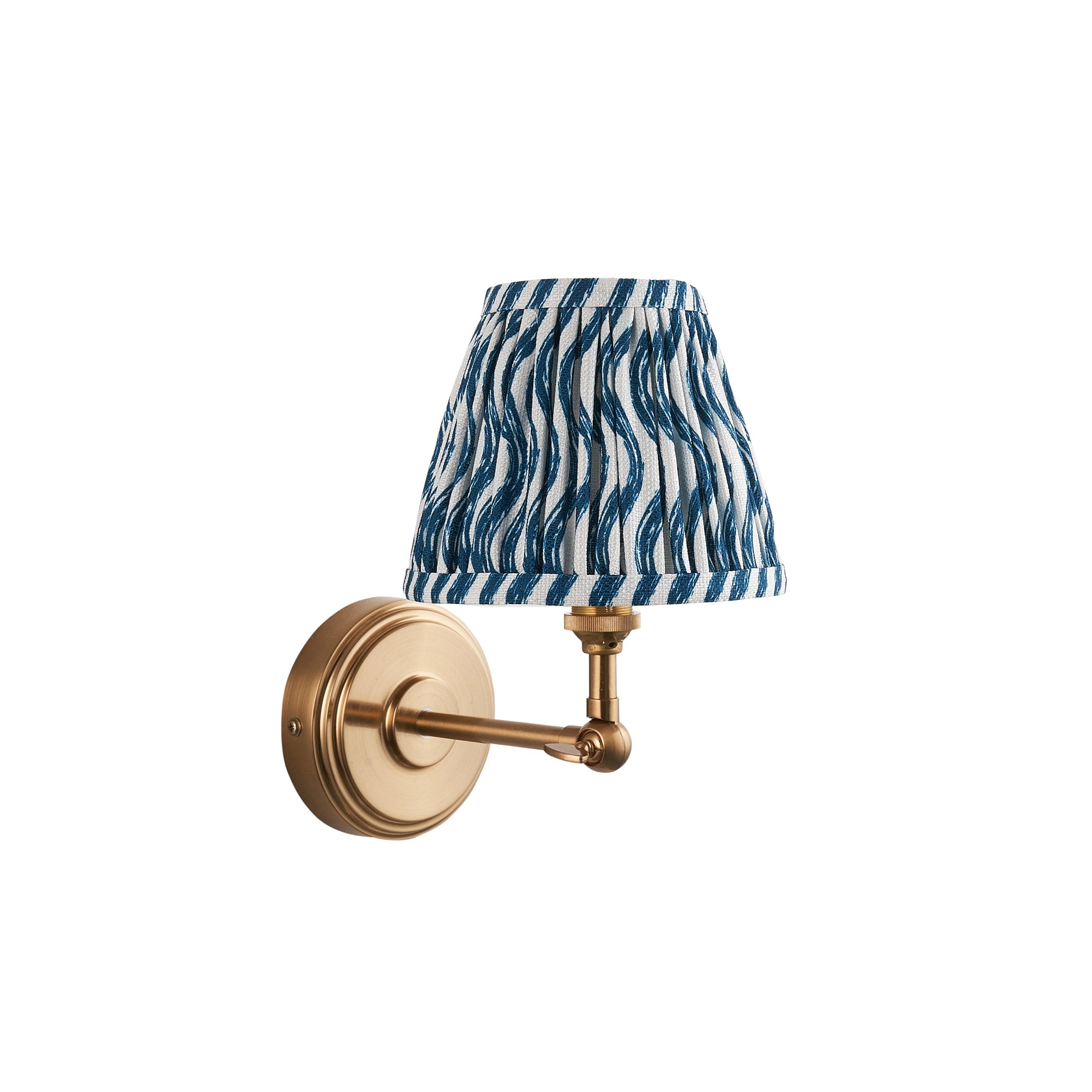 Step Wing Brass Wall Light & Ripple 16cm Marlin Blue Shade