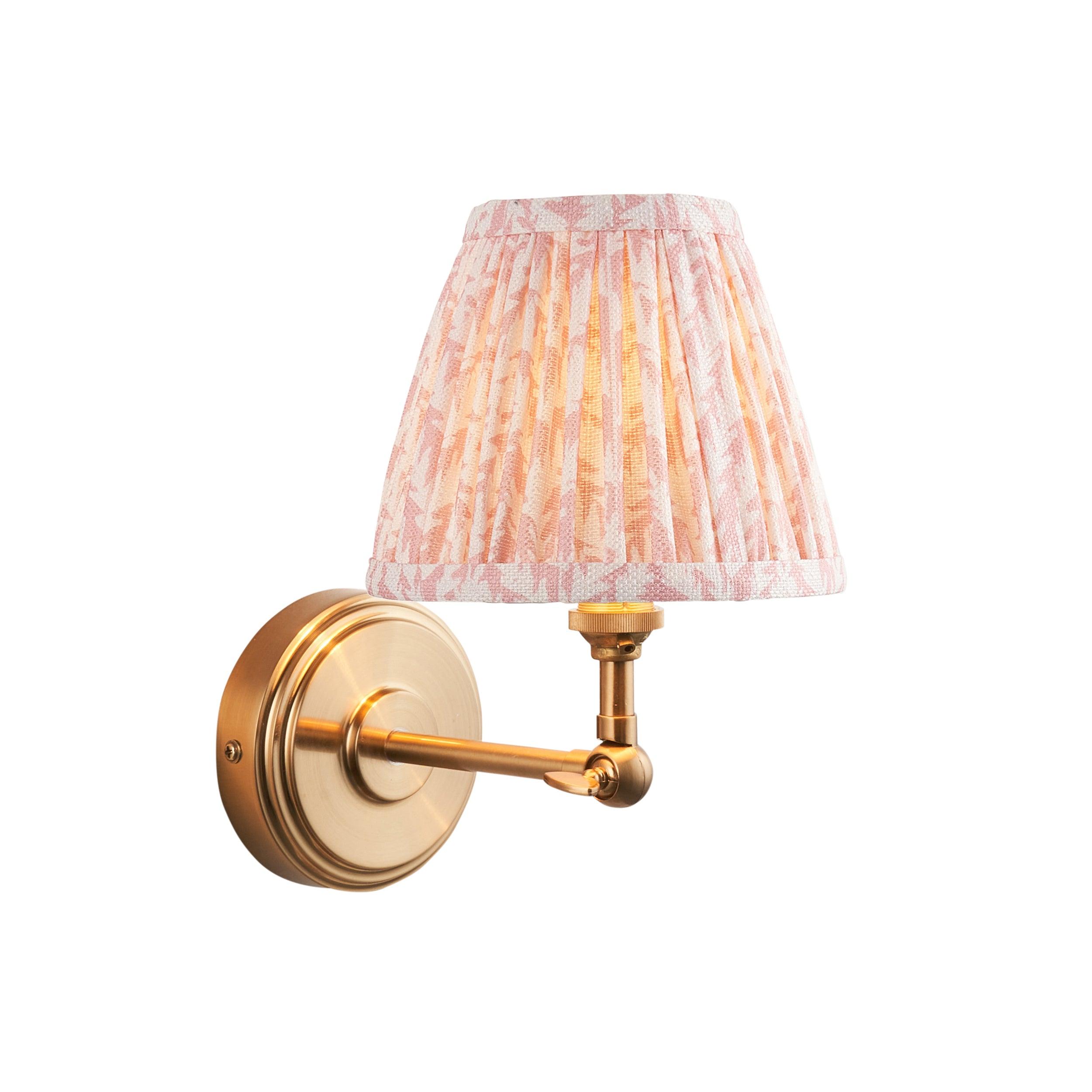 Step Wing Brass Wall Light & Leaf 16cm Peachy keen Shade