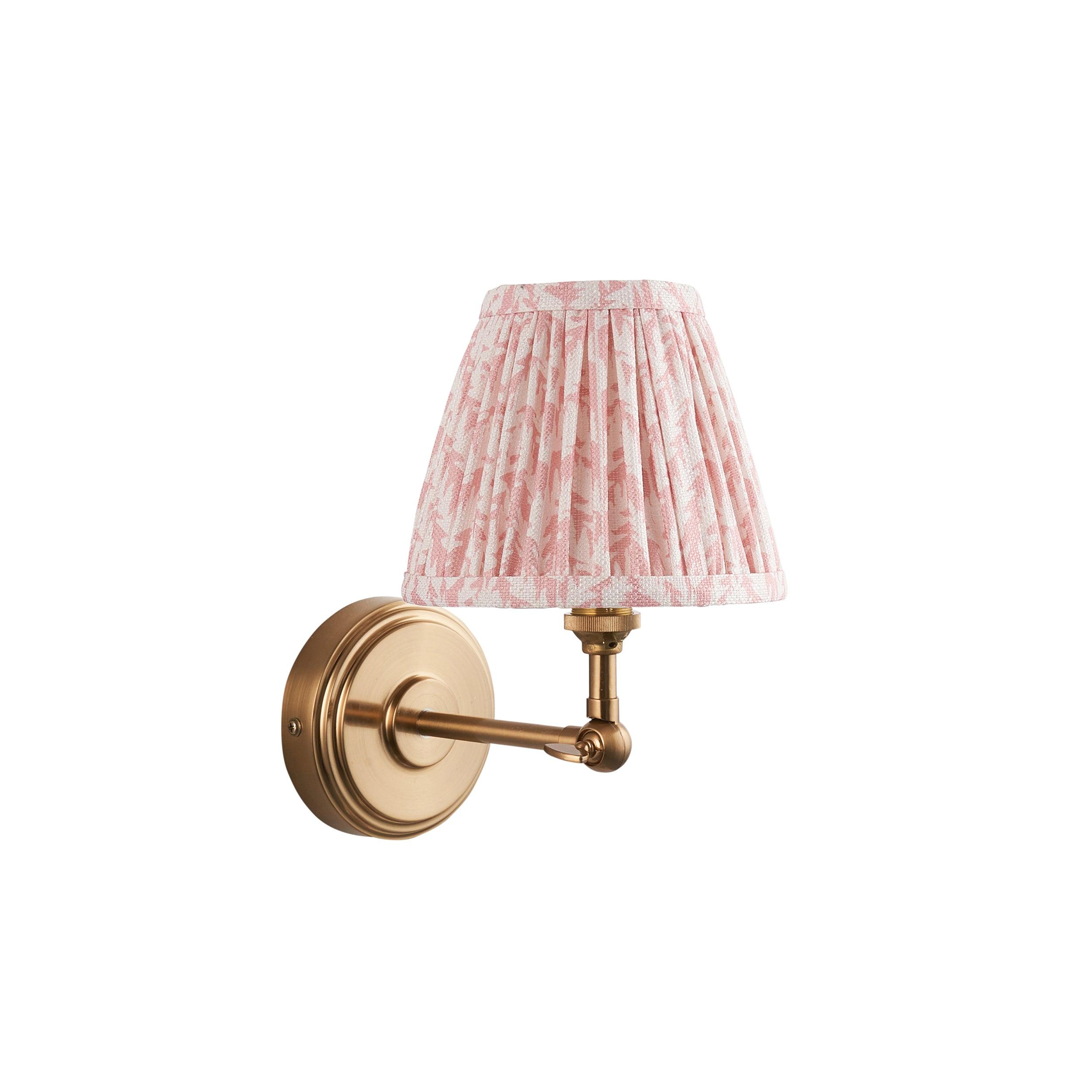 Step Wing Brass Wall Light & Leaf 16cm Peachy keen Shade