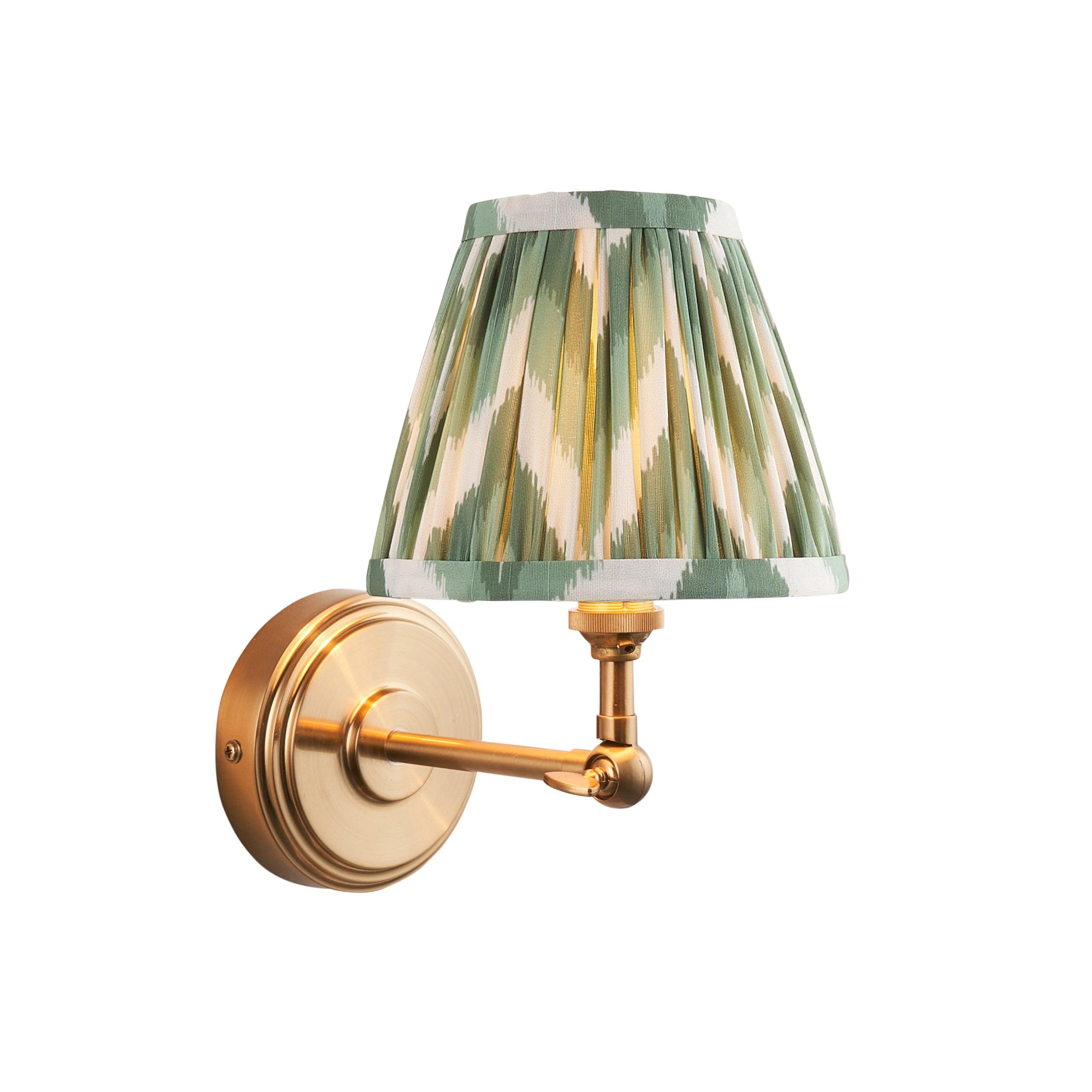Step Wing Brass Wall Light & Zigzag 16cm Cotswold Green Shade