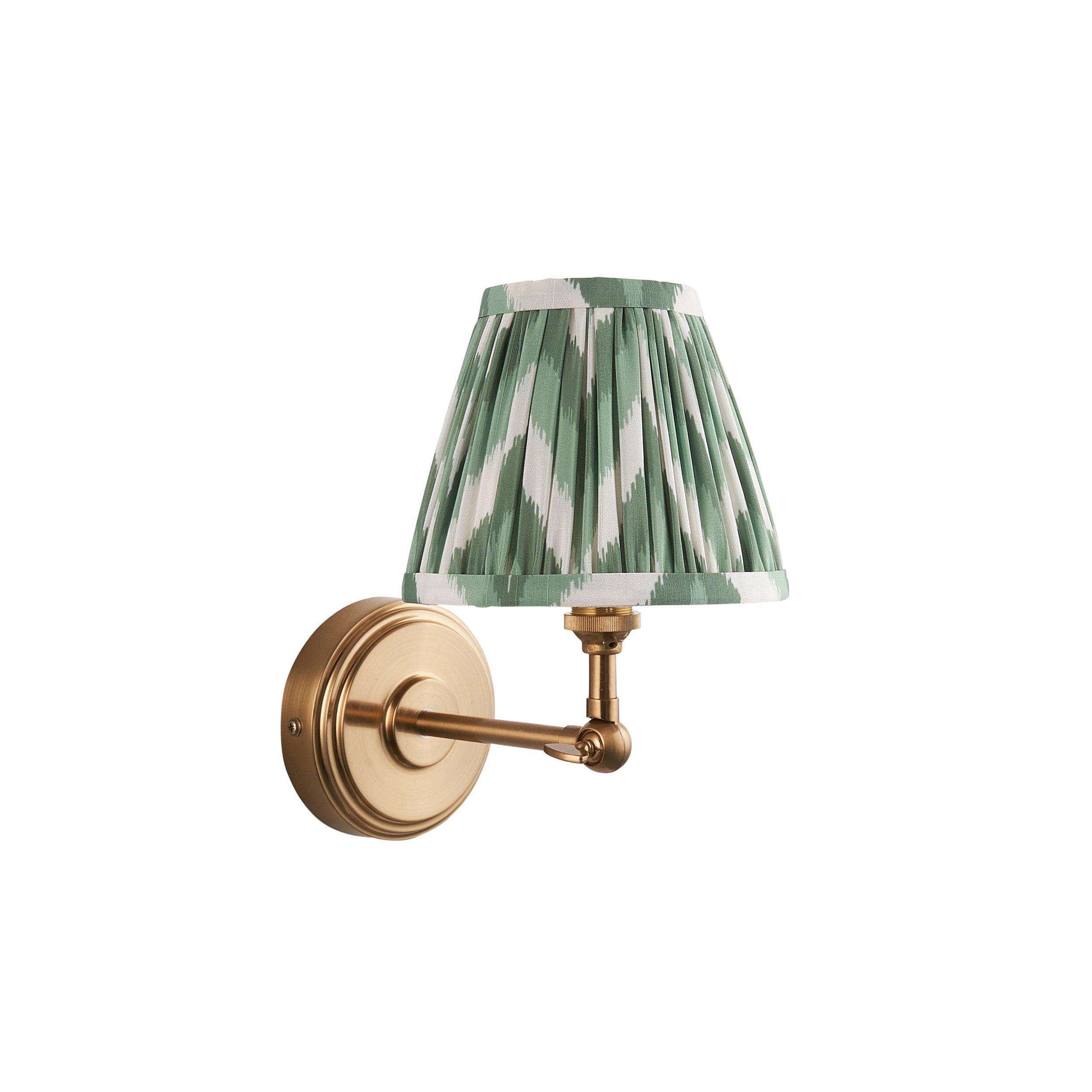 Step Wing Brass Wall Light & Zigzag 16cm Cotswold Green Shade