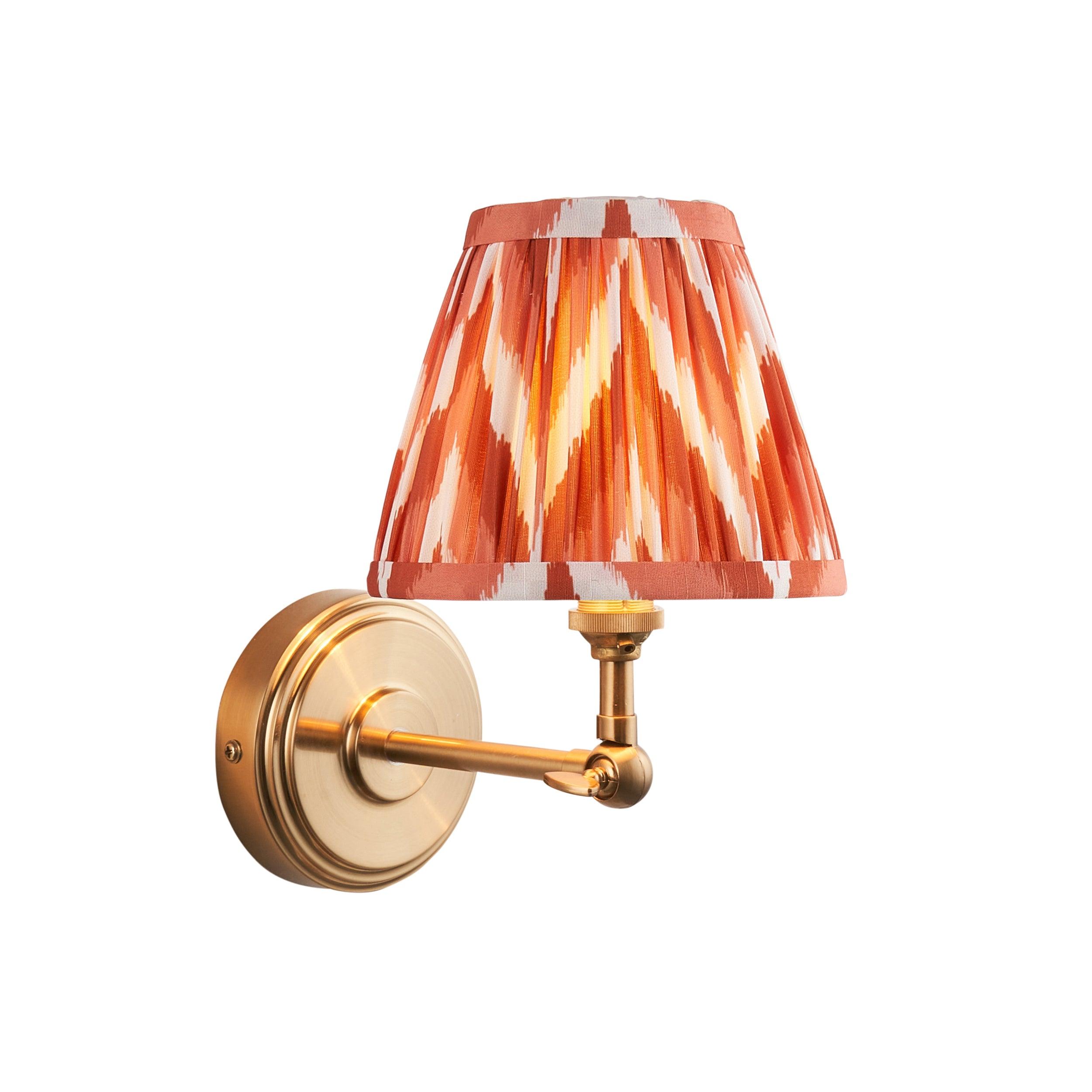 Step Wing Brass Wall Light & Zigzag 16cm Apricot Orange Shade