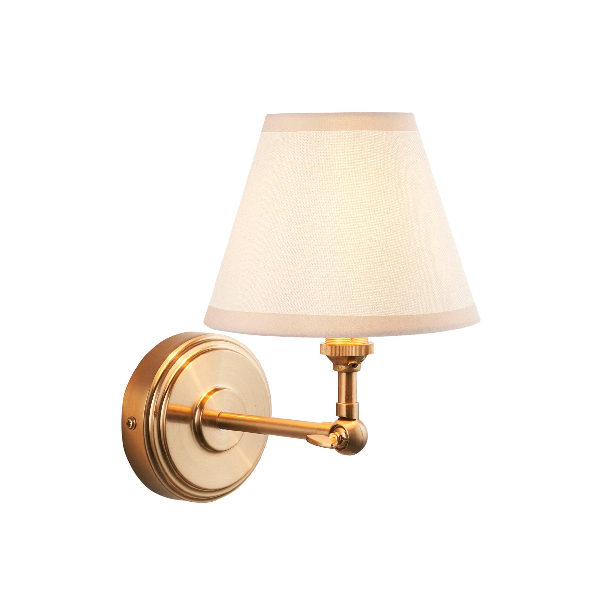 Step Wing Brass Wall Light & Ivy 16cm Vintage white Shade