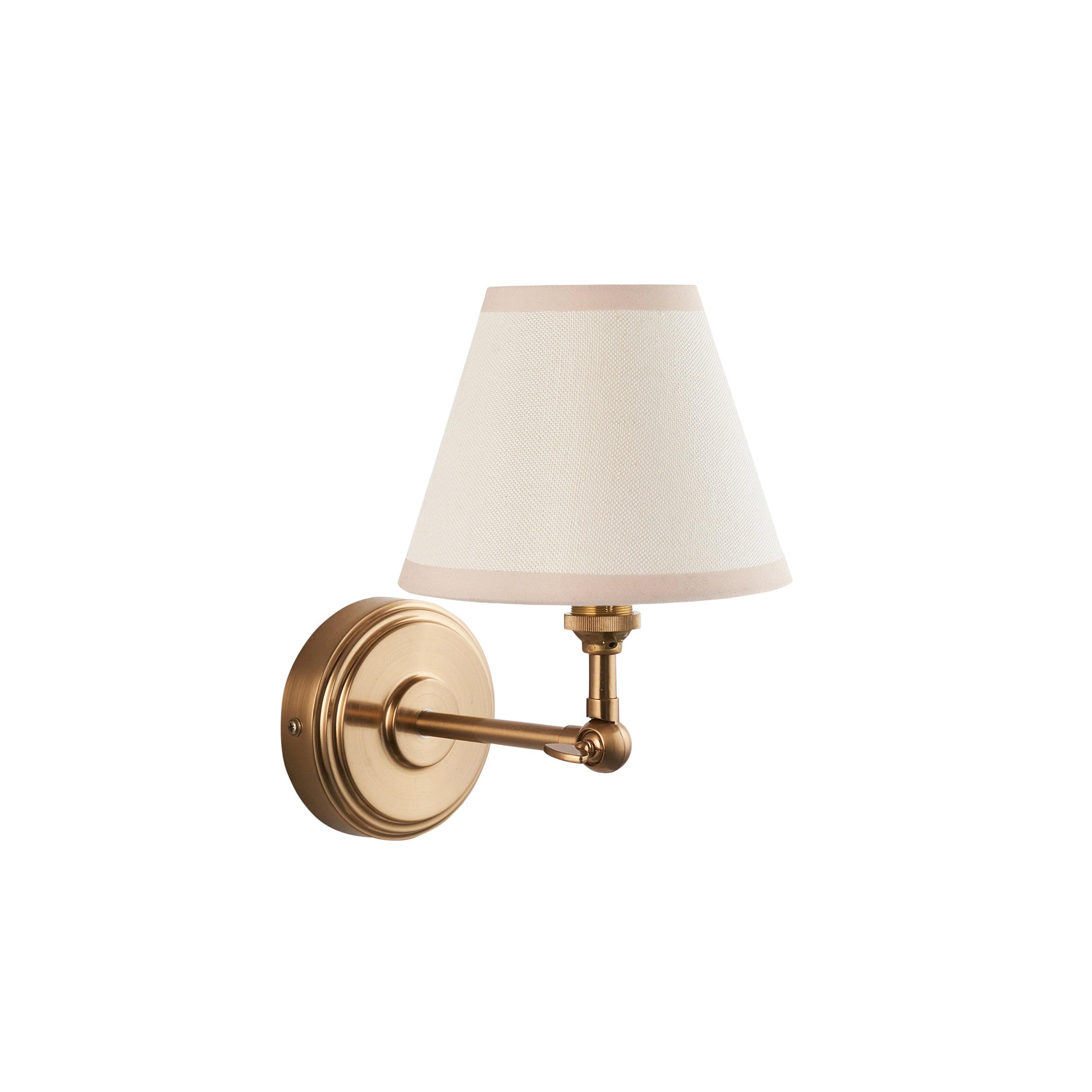 Step Wing Brass Wall Light & Ivy 16cm Vintage white Shade