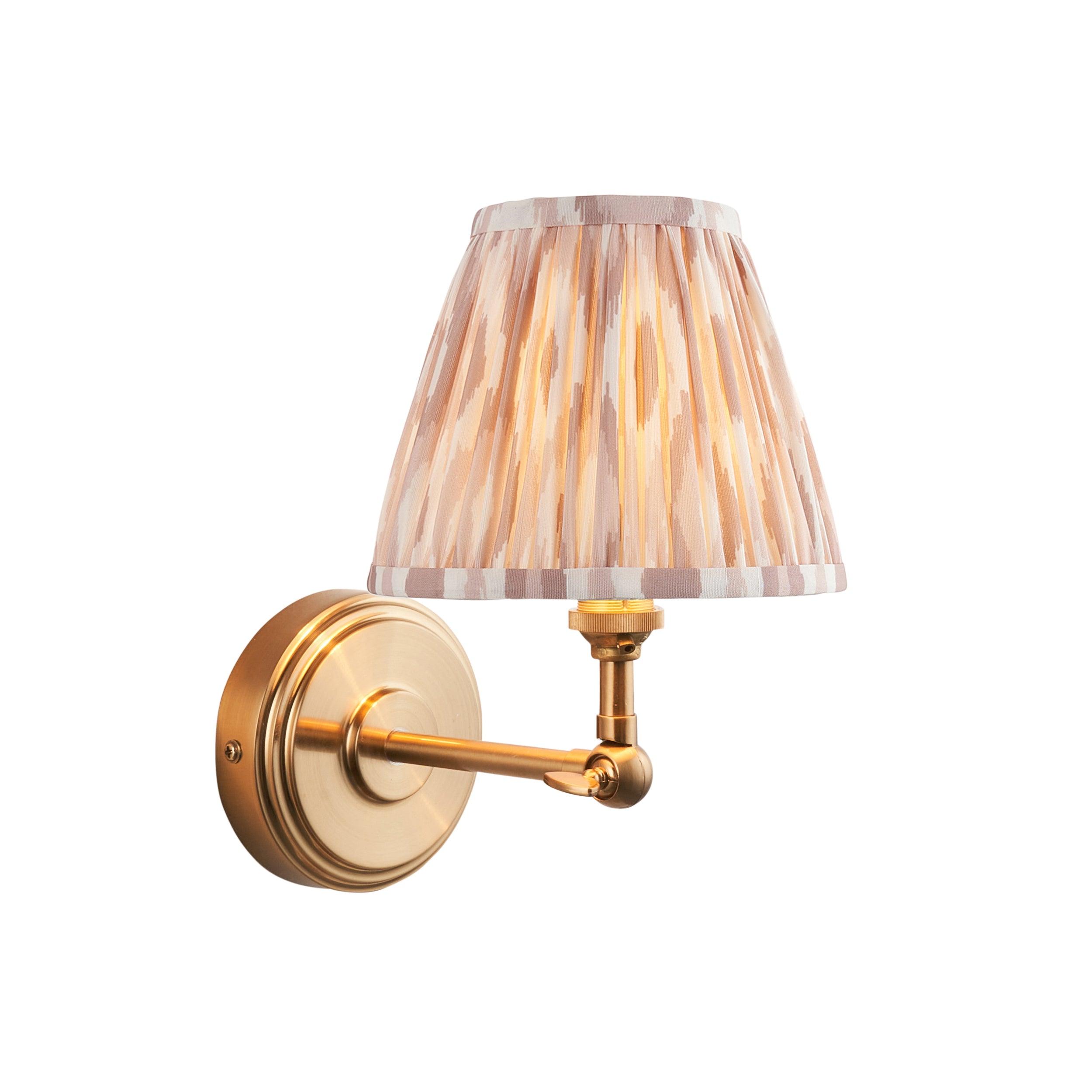 Step Wing Brass Wall Light & Ikat 16cm Neutral Shade