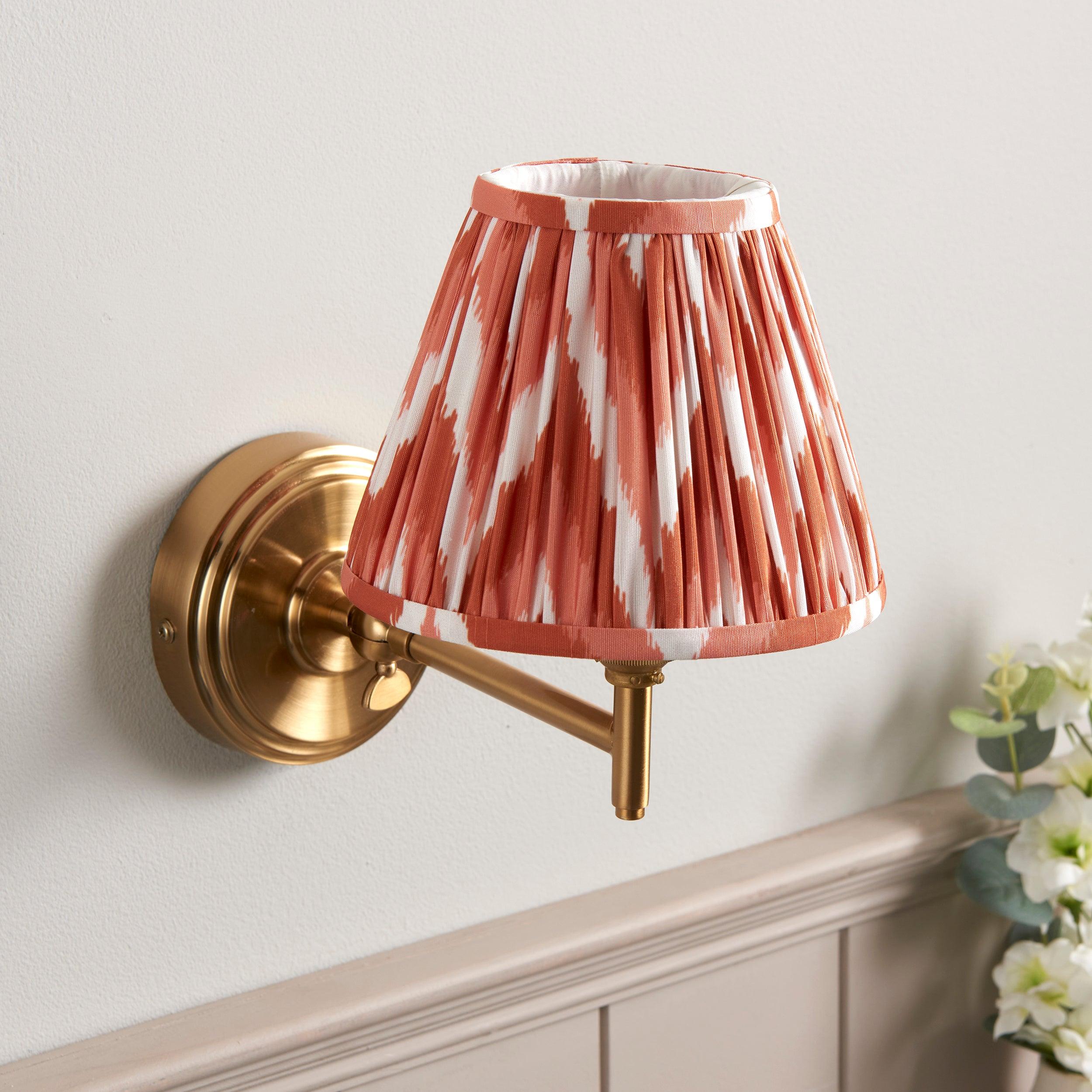 Step Fold Brass Wall Light & Zigzag 16cm Apricot Orange Shade