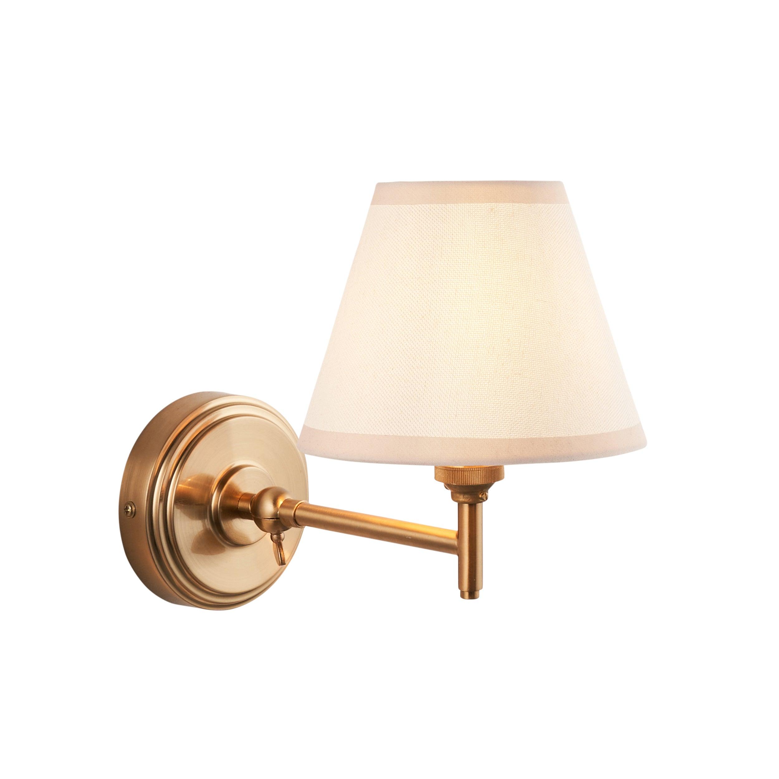 Step Fold Brass Wall Light & Ivy 16cm Vintage white Shade