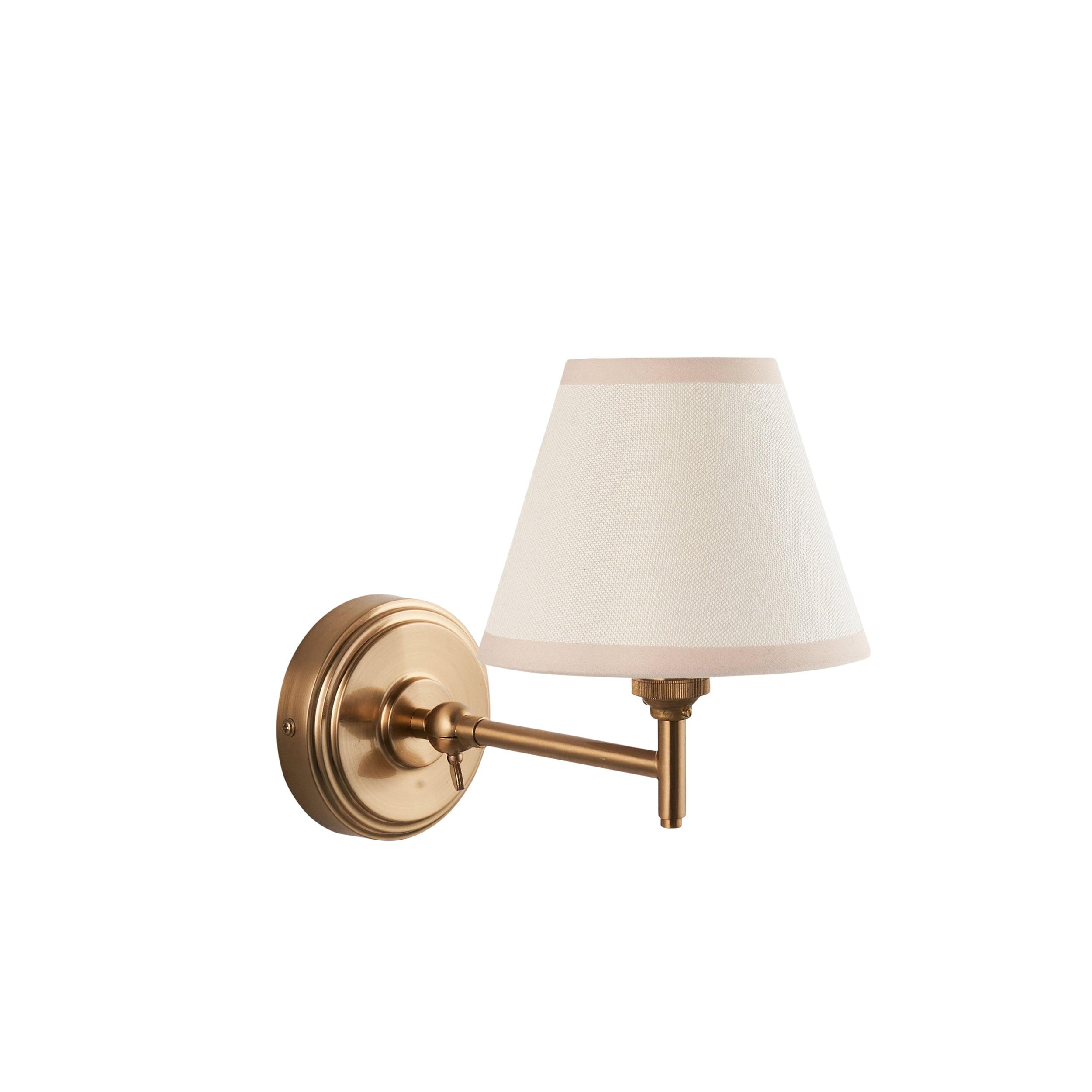 Step Fold Brass Wall Light & Ivy 16cm Vintage white Shade