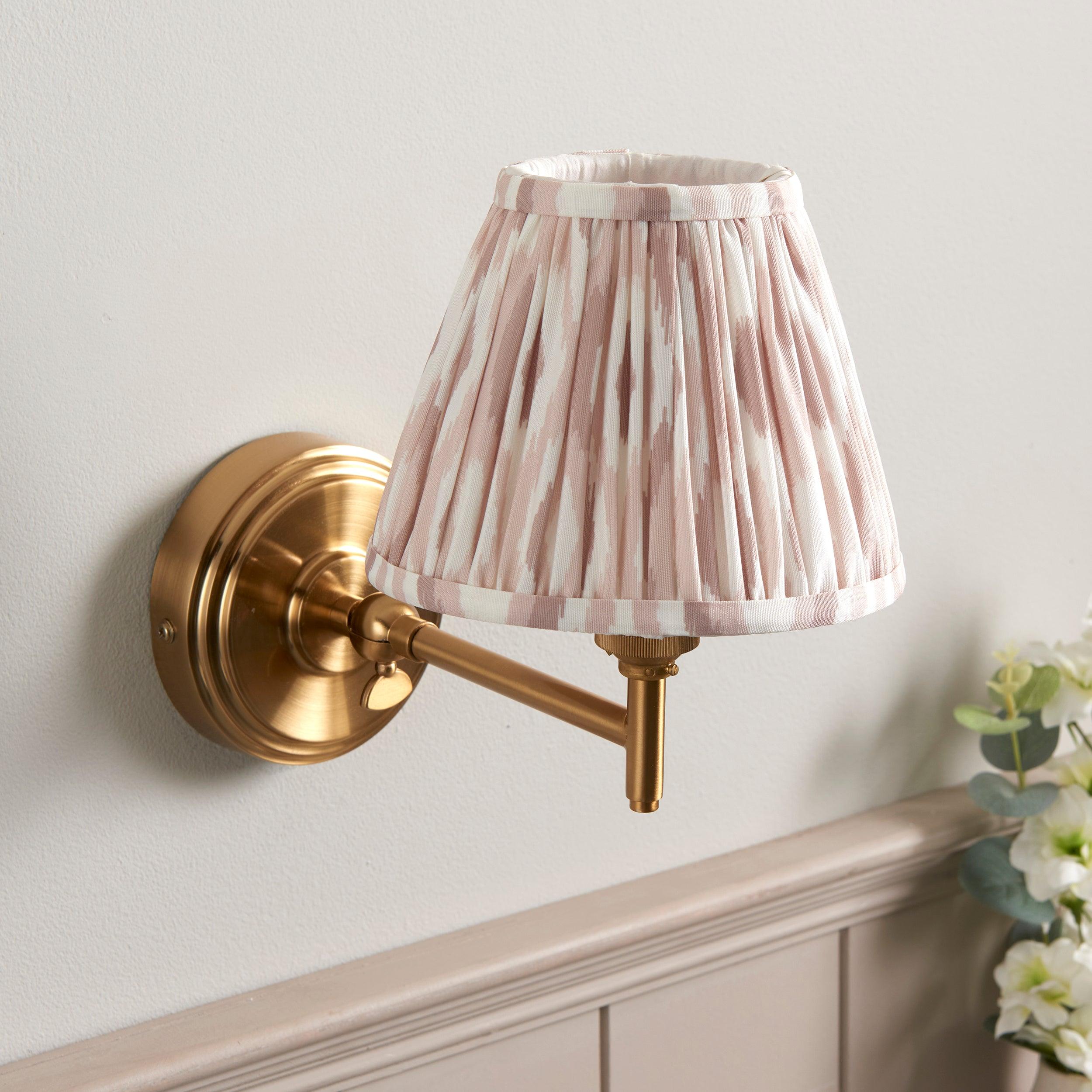 Step Fold Brass Wall Light & Ikat 16cm Neutral Shade