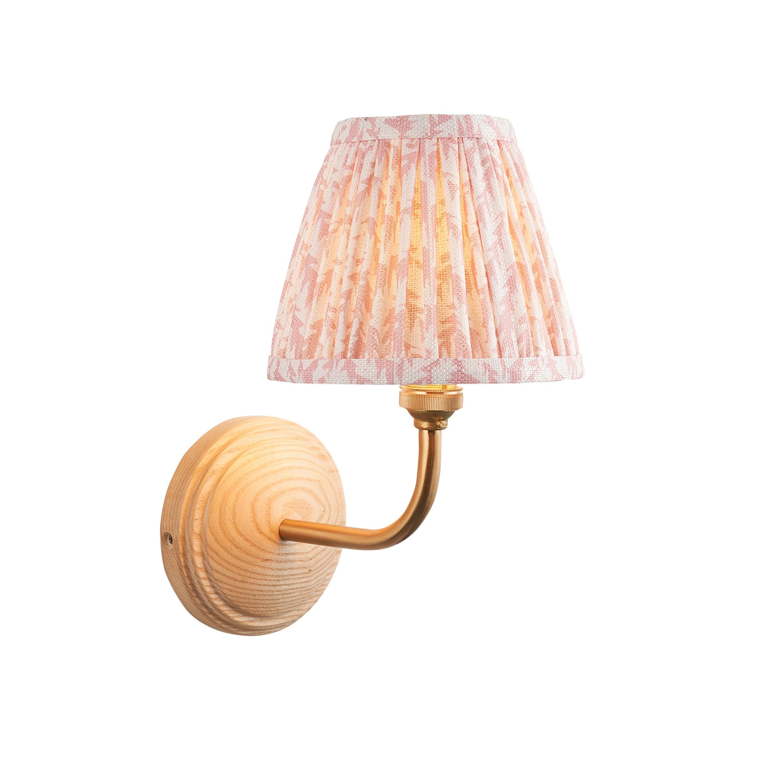 Wood Arc Wall Light & Leaf 16cm Peachy keen Shade