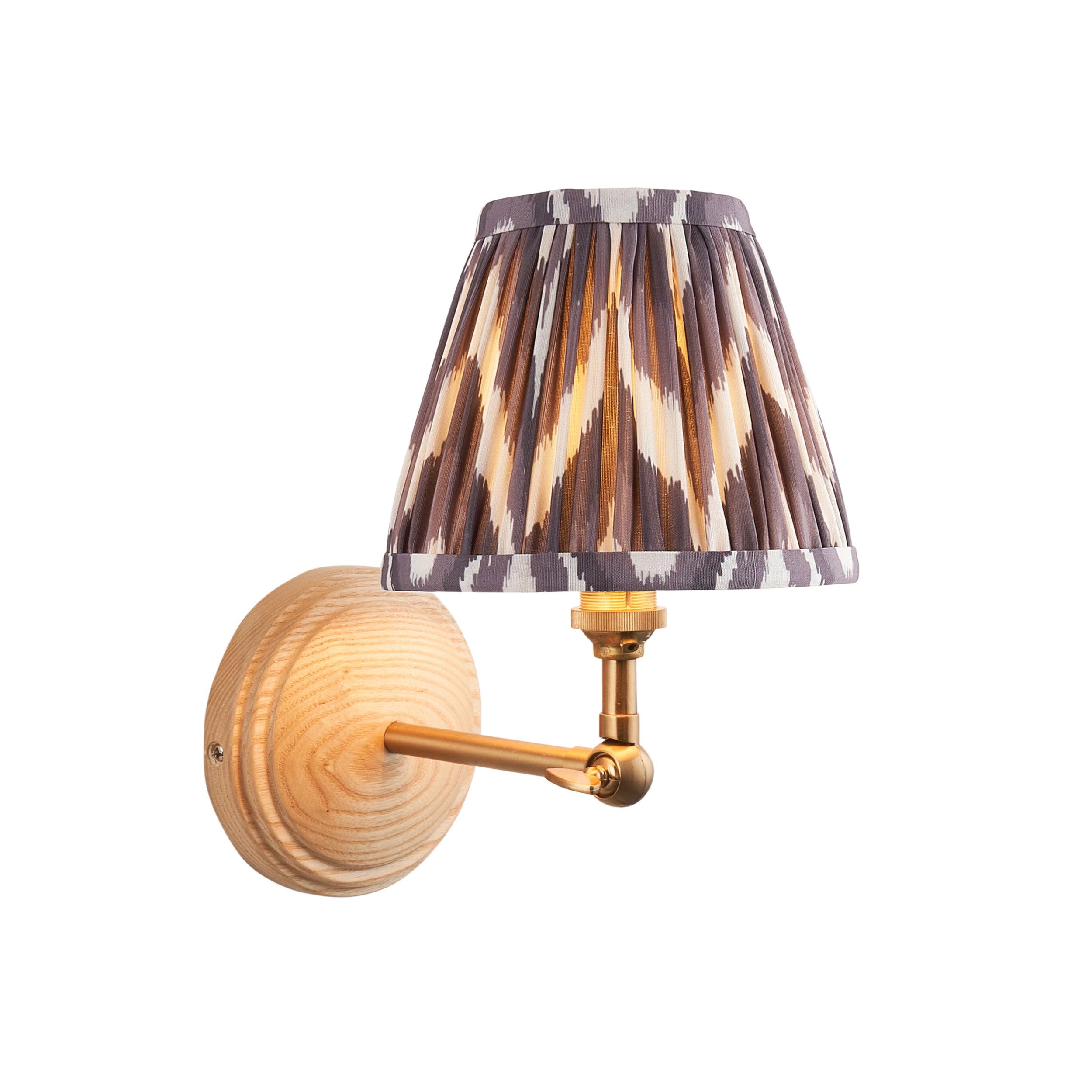 Wood Wing Wall Light & Zigzag 16cm Pearl Grey Shade