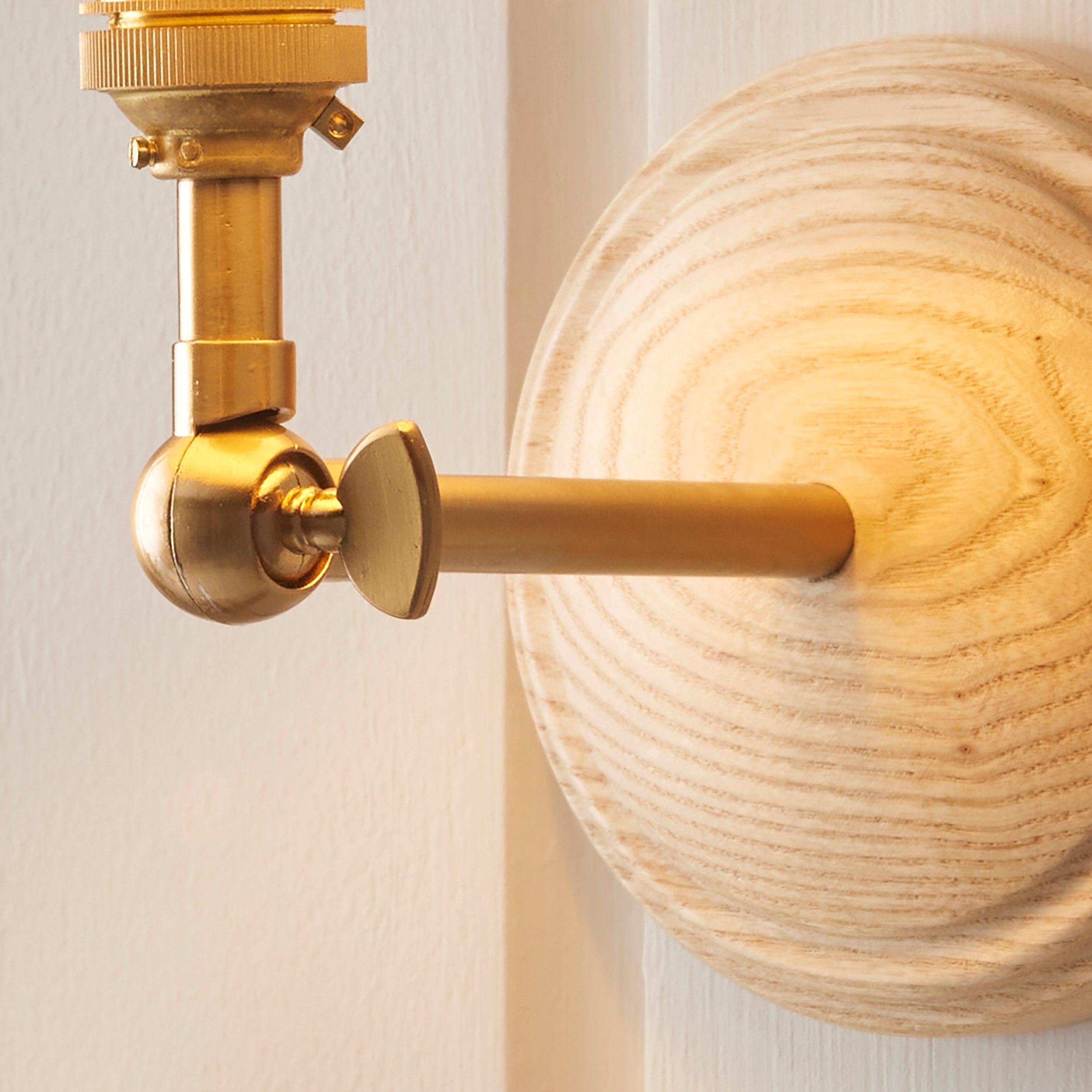 Wood Wing Wall Light & Ikat 16cm Coral Pink Shade