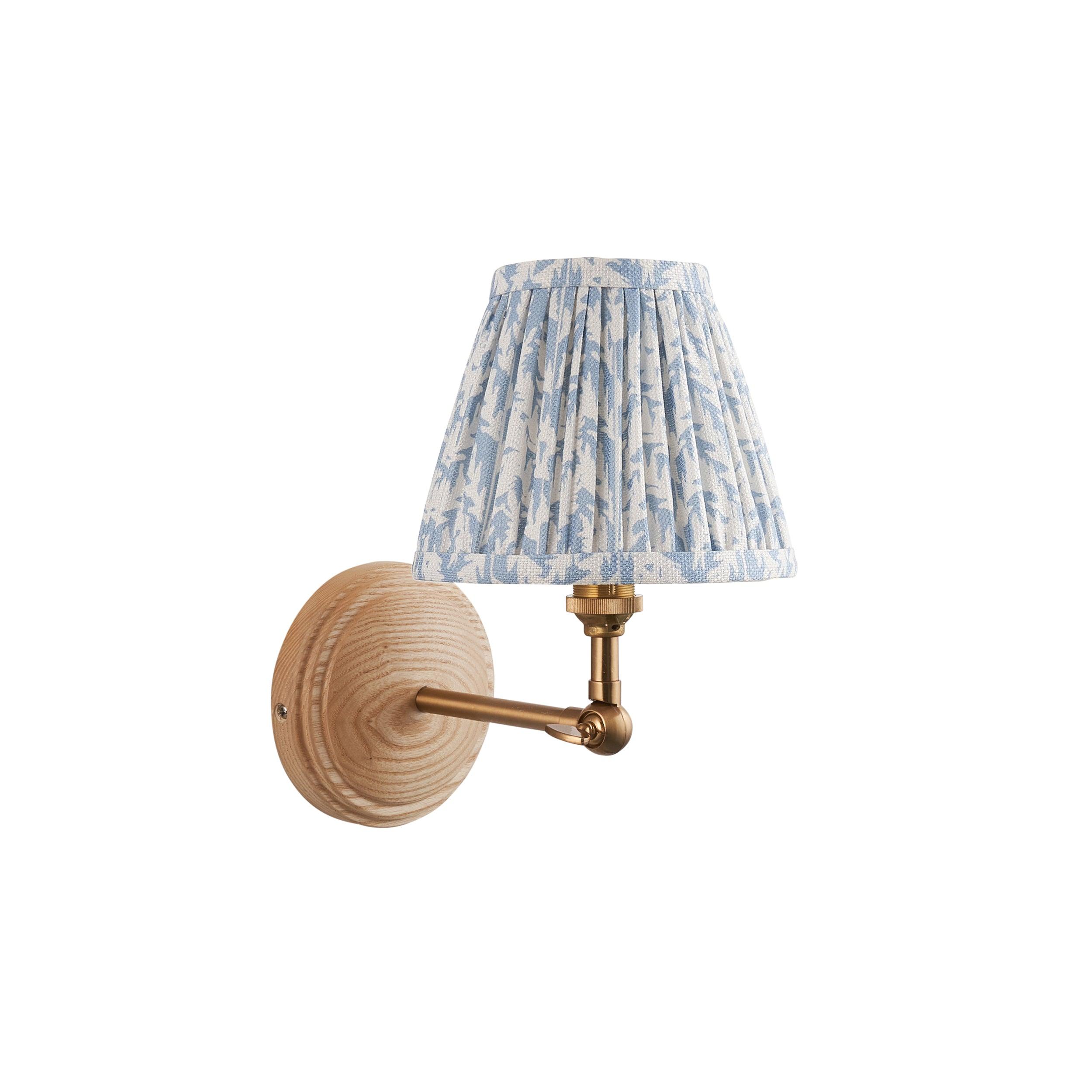 Wood Wing Wall Light & Leaf 16cm Shell Bay Blue Shade