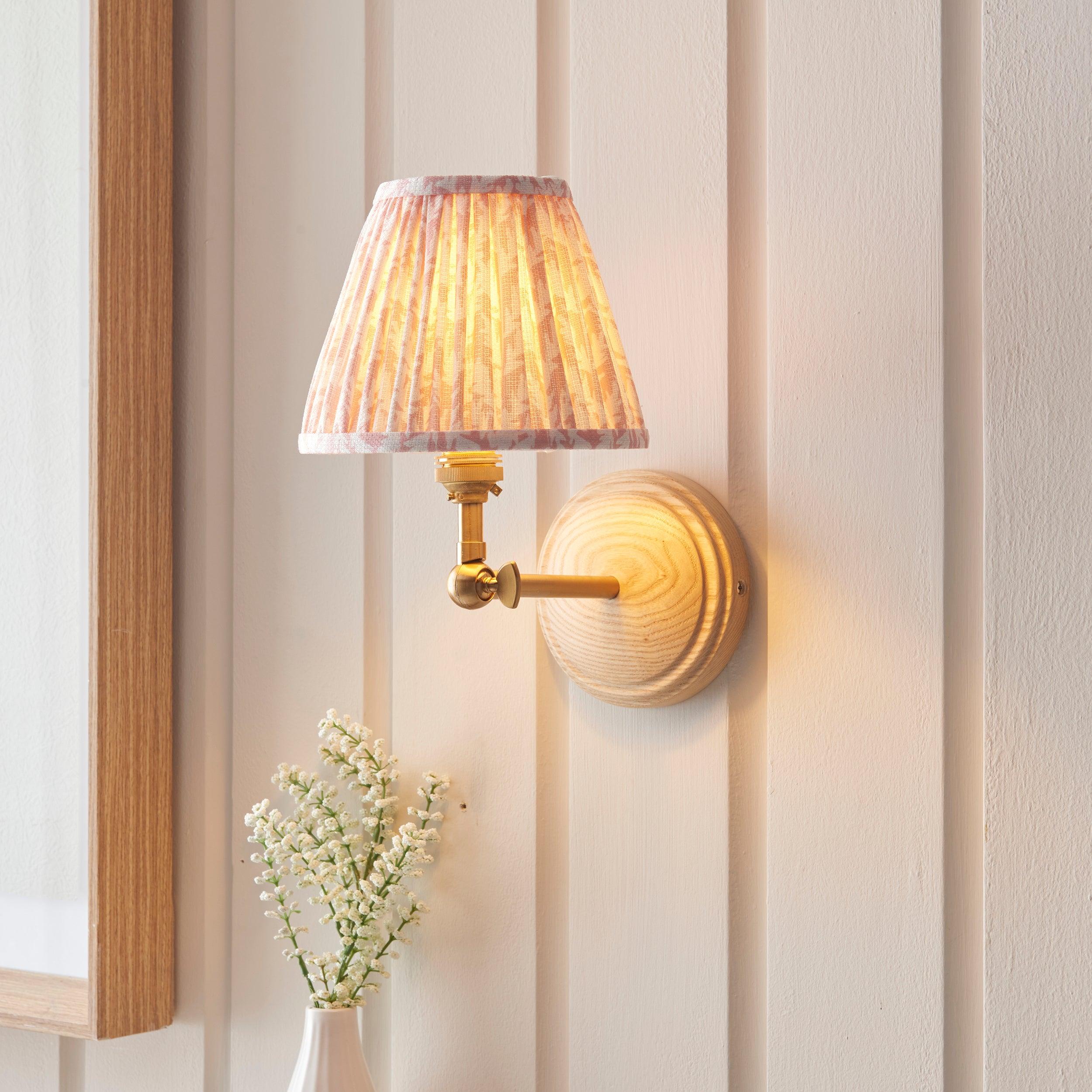 Wood Wing Wall Light & Leaf 16cm Peachy keen Shade