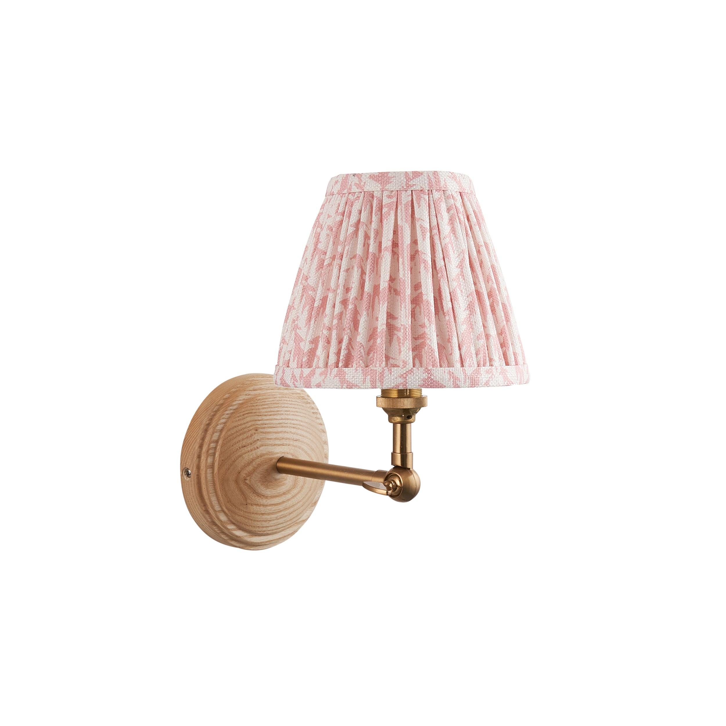 Wood Wing Wall Light & Leaf 16cm Peachy keen Shade