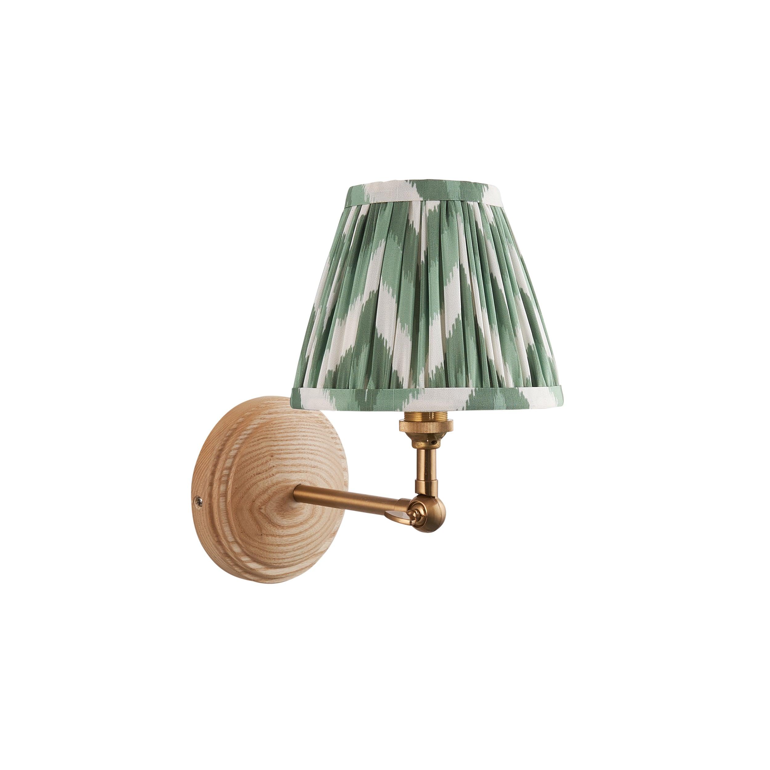 Wood Wing Wall Light & Zigzag 16cm Cotswold Green Shade