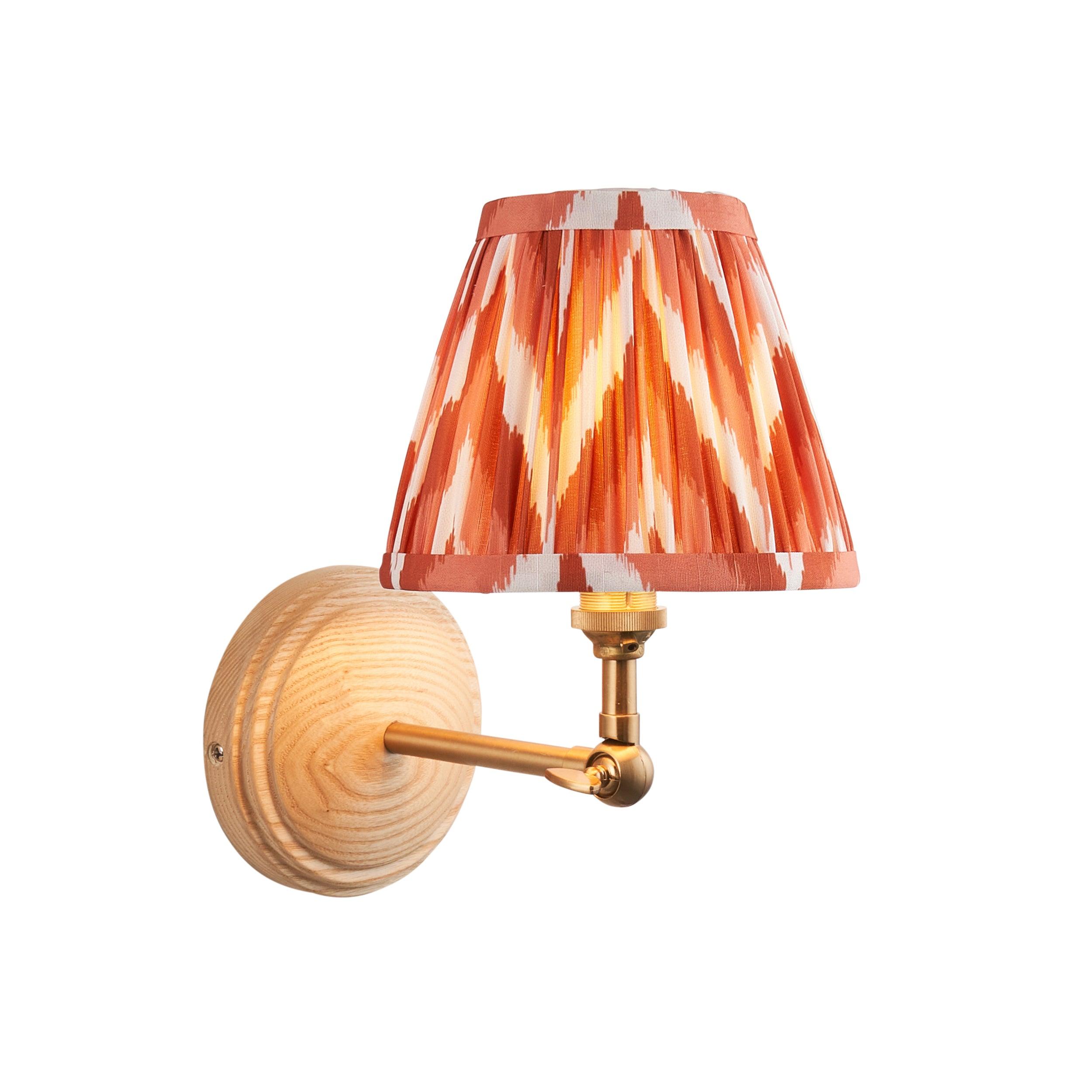 Wood Wing Wall Light & Zigzag 16cm Apricot Orange Shade