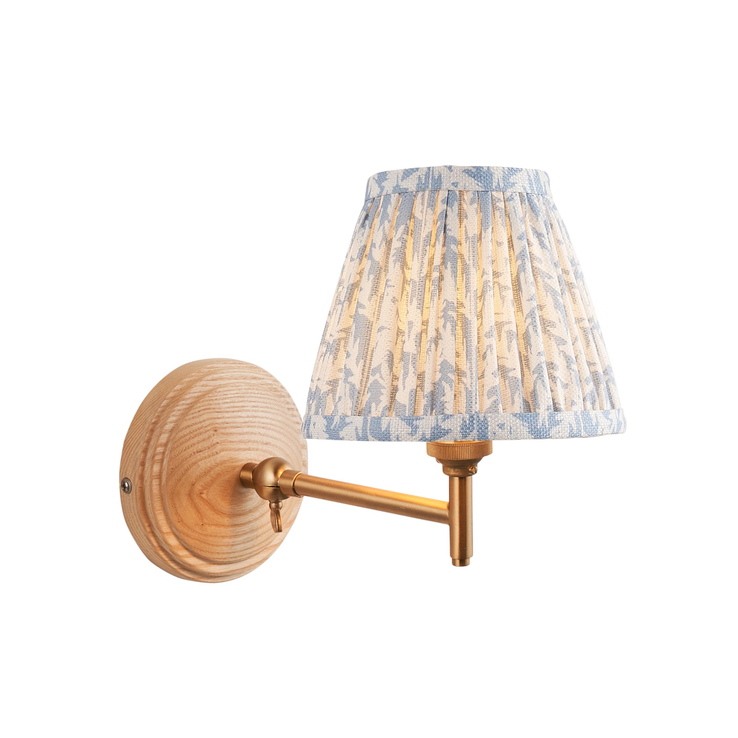 Wood Fold Wall Light & Leaf 16cm Shell Bay Blue Shade
