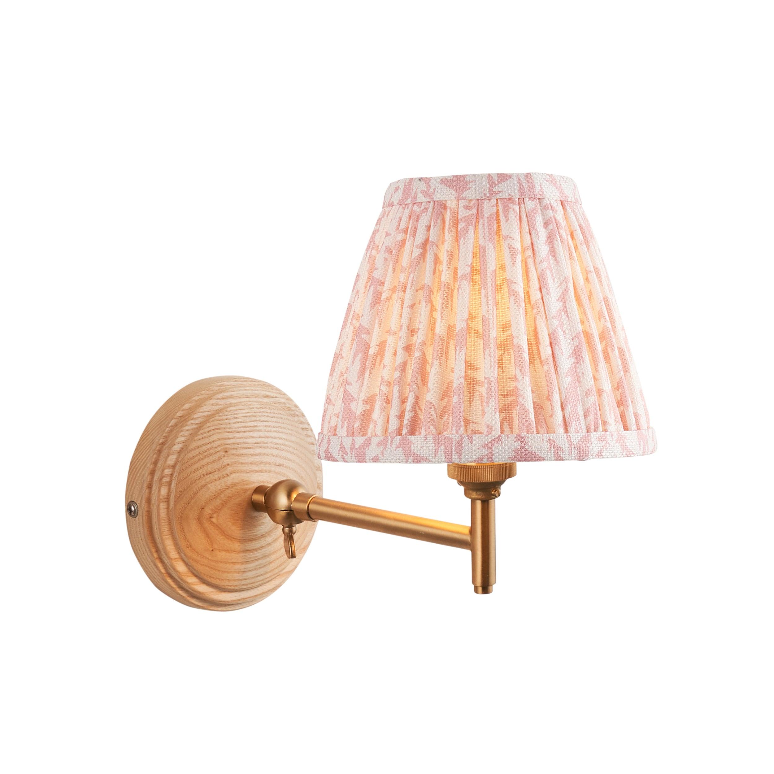 Wood Fold Wall Light & Leaf 16cm Peachy keen Shade