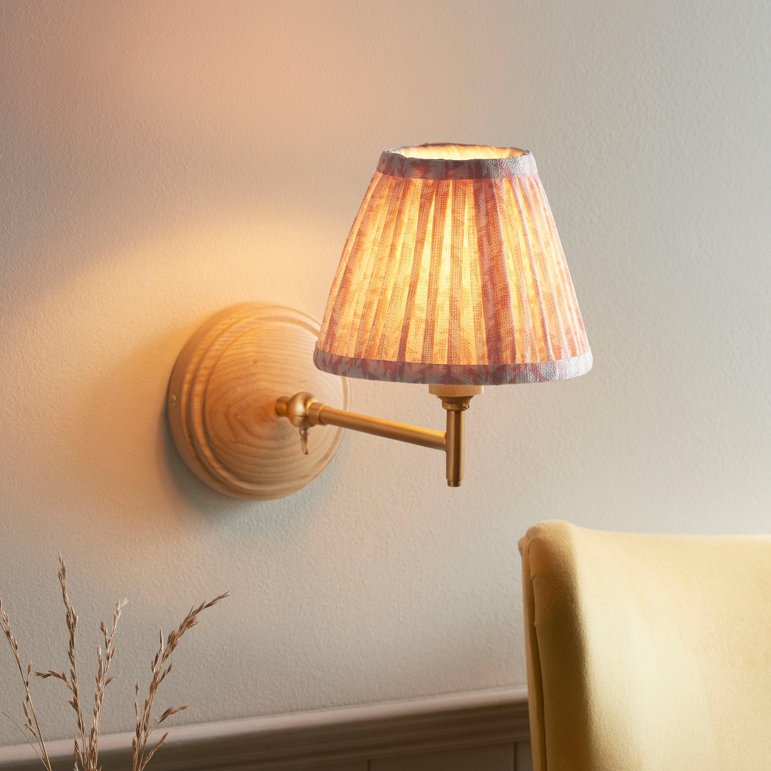 Wood Fold Wall Light & Leaf 16cm Peachy keen Shade