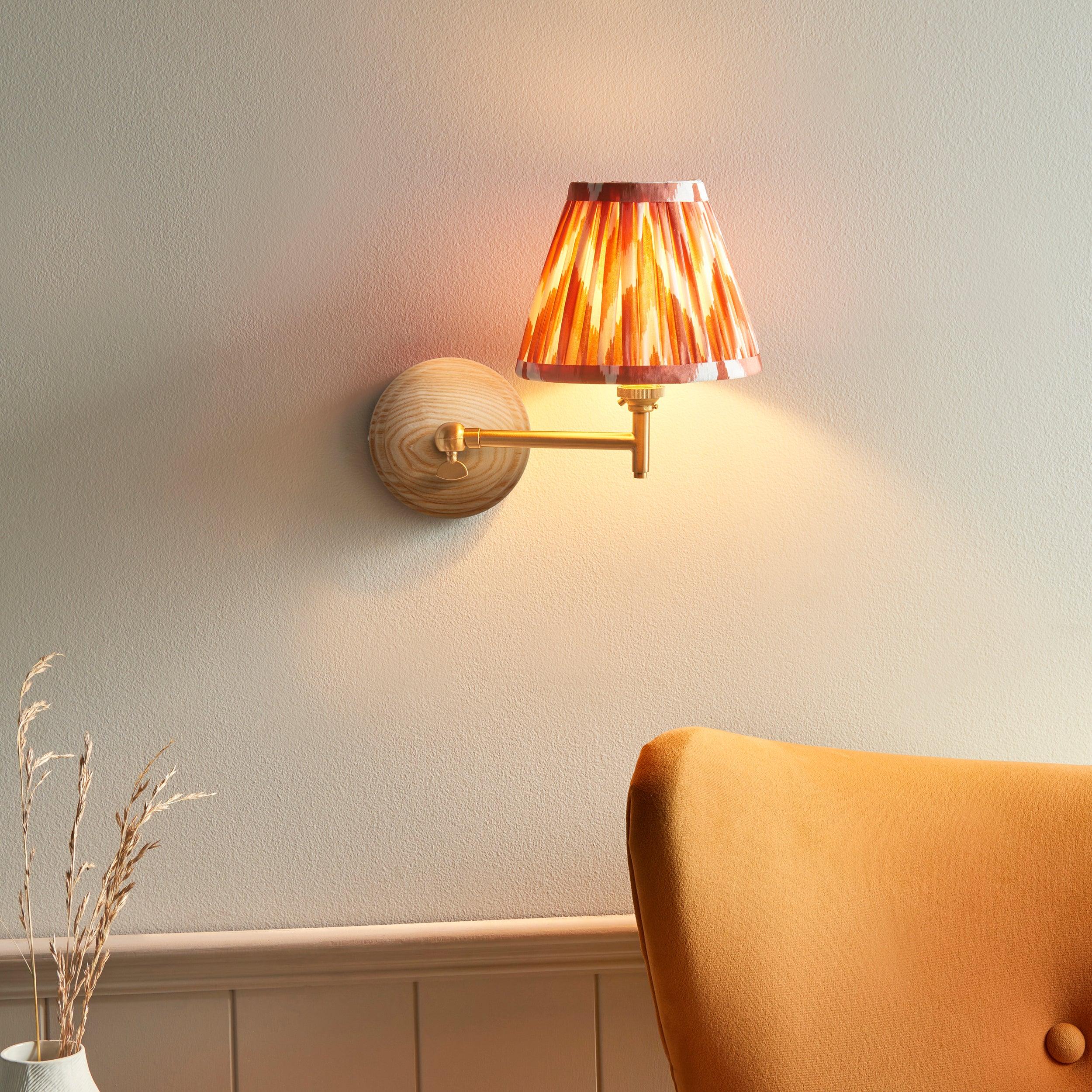 Wood Fold Wall Light & Zigzag 16cm Apricot Orange Shade