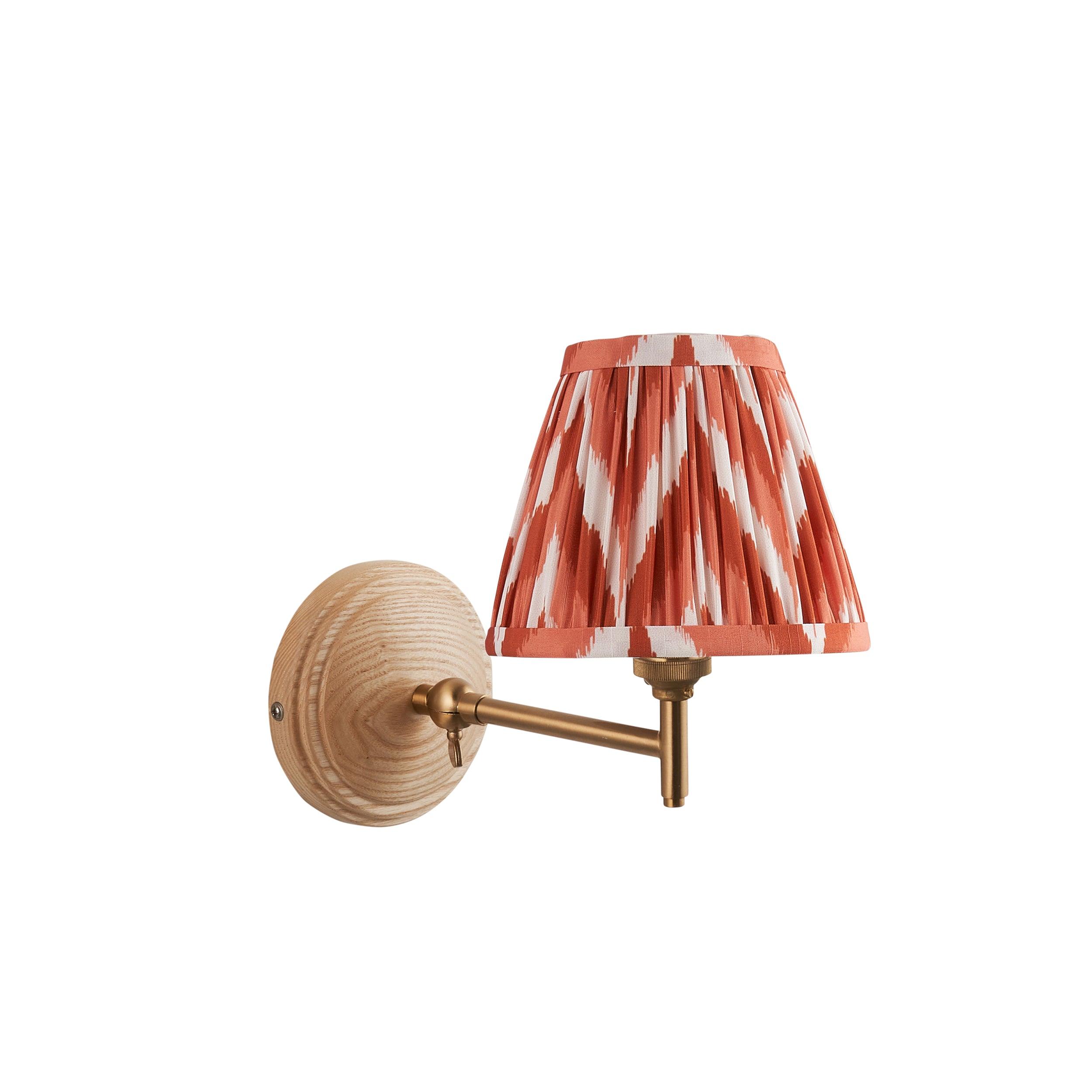 Wood Fold Wall Light & Zigzag 16cm Apricot Orange Shade