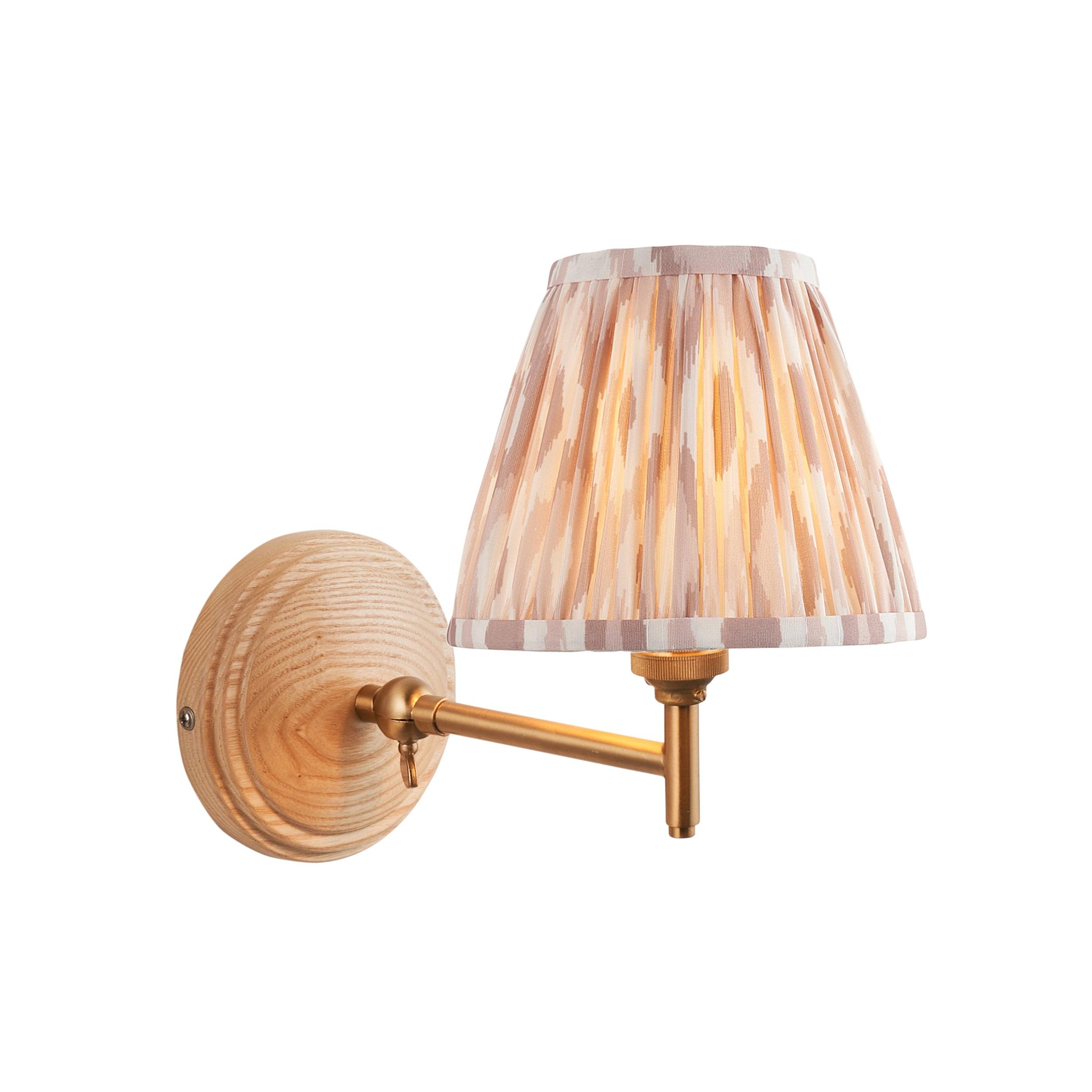 Wood Fold Wall Light & Ikat 16cm Neutral Shade