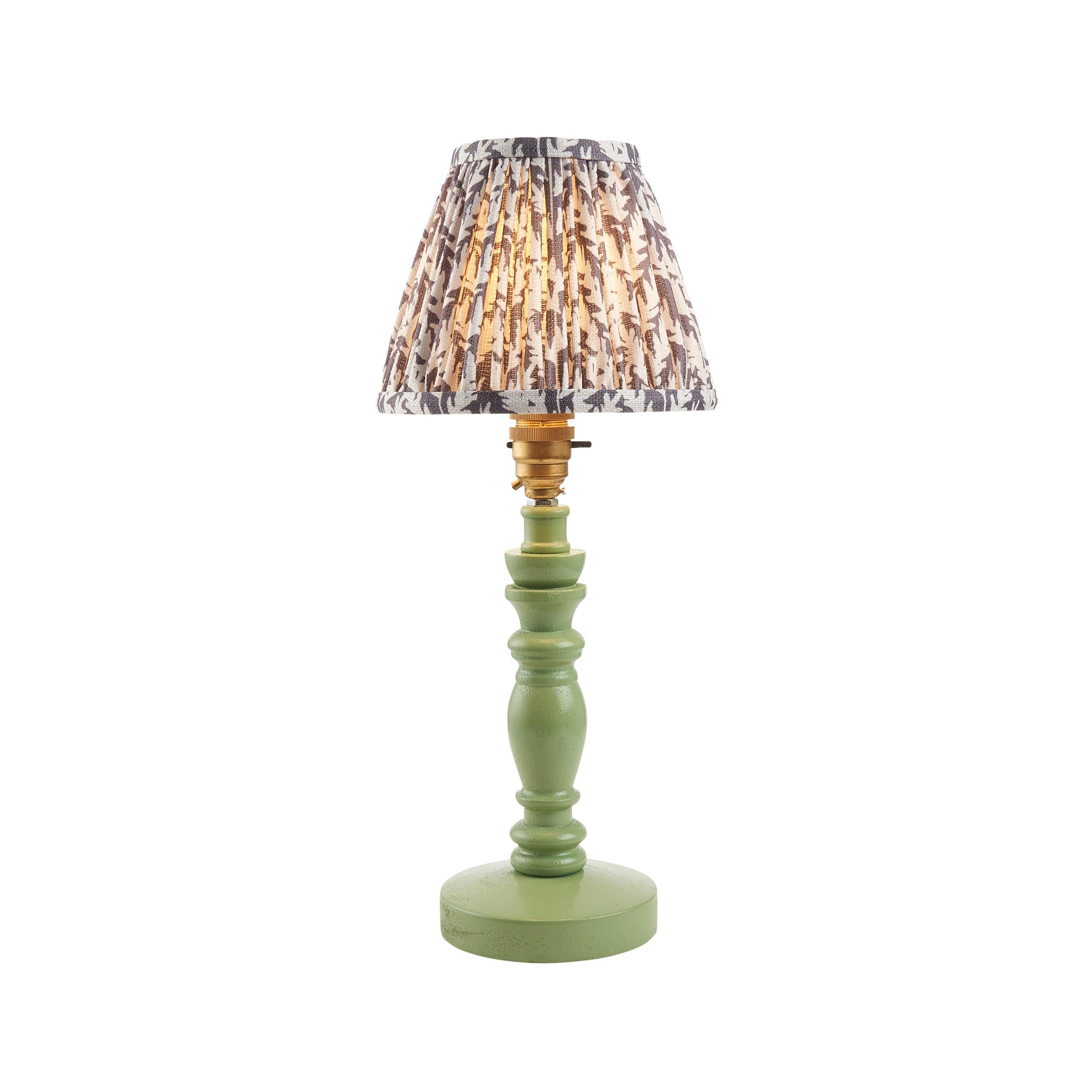 Bibury Green Table Lamp & Leaf 16cm Pearl Grey Shade