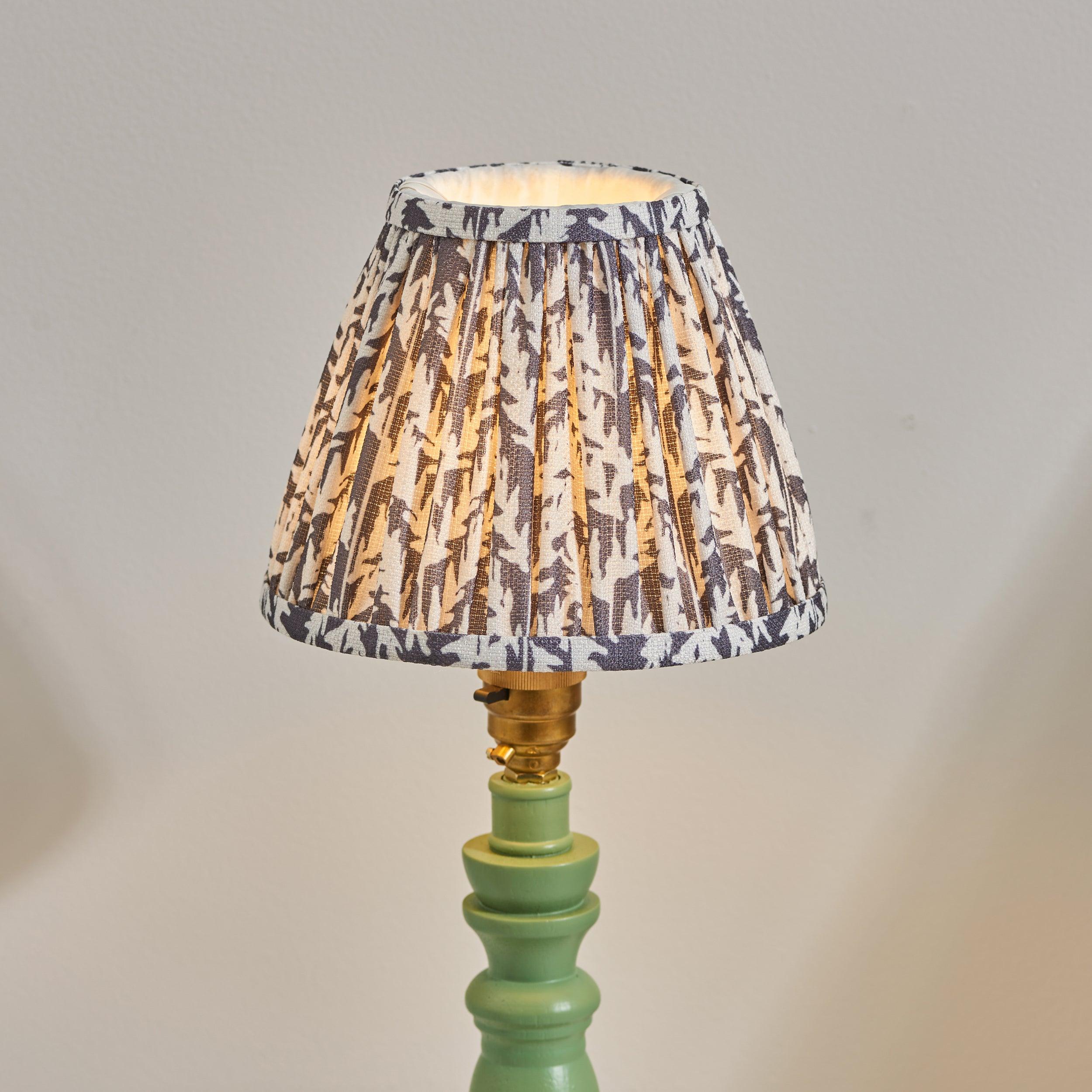Bibury Green Table Lamp & Leaf 16cm Pearl Grey Shade