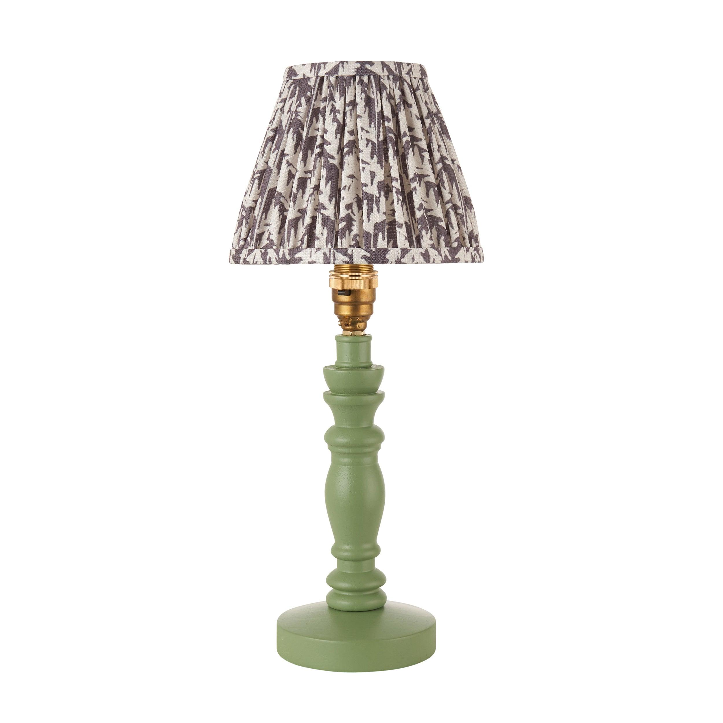 Bibury Green Table Lamp & Leaf 16cm Pearl Grey Shade